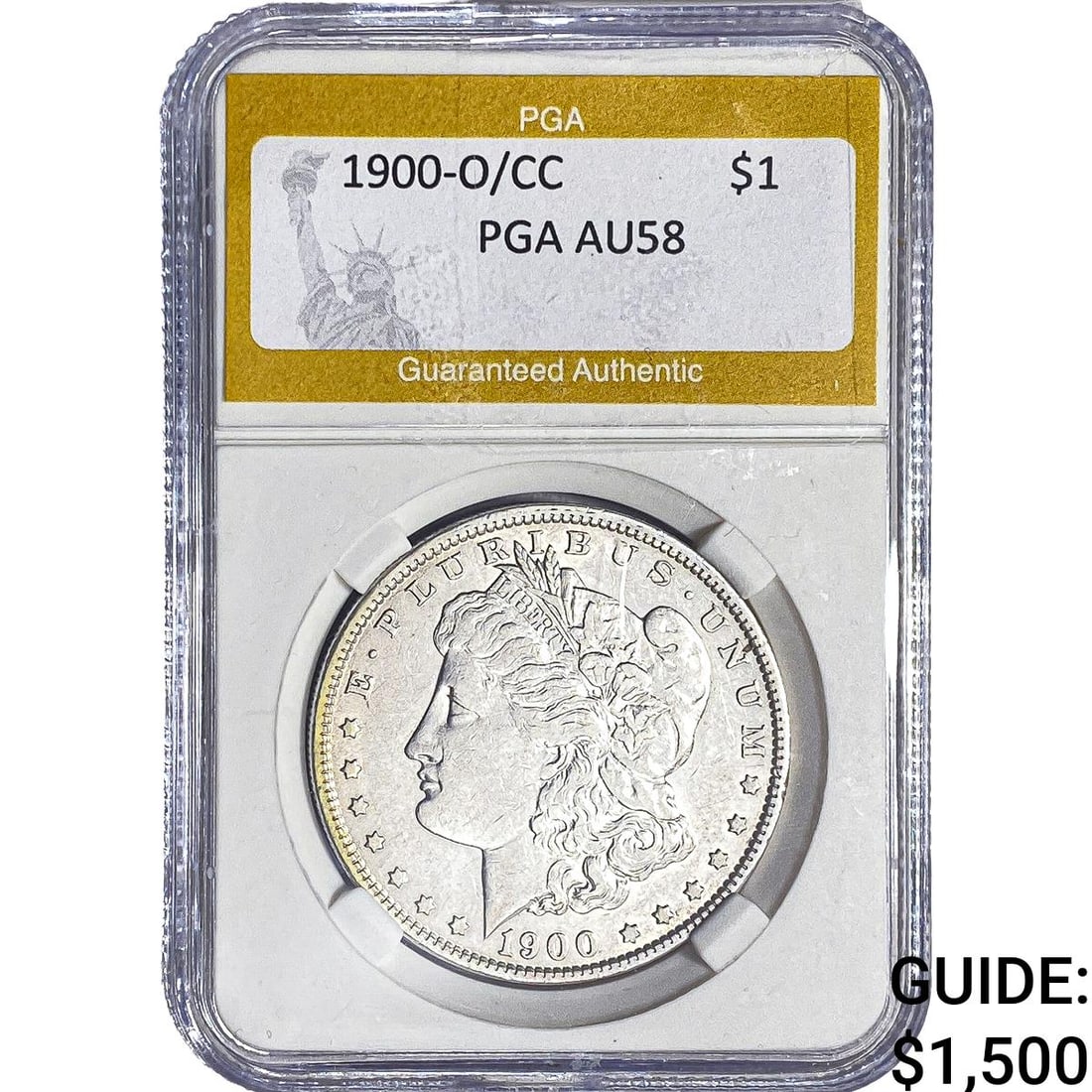 1900-O/CC Morgan Silver Dollar PGA AU58: 1900-O/CC Morgan Silver Dollar PGA AU58