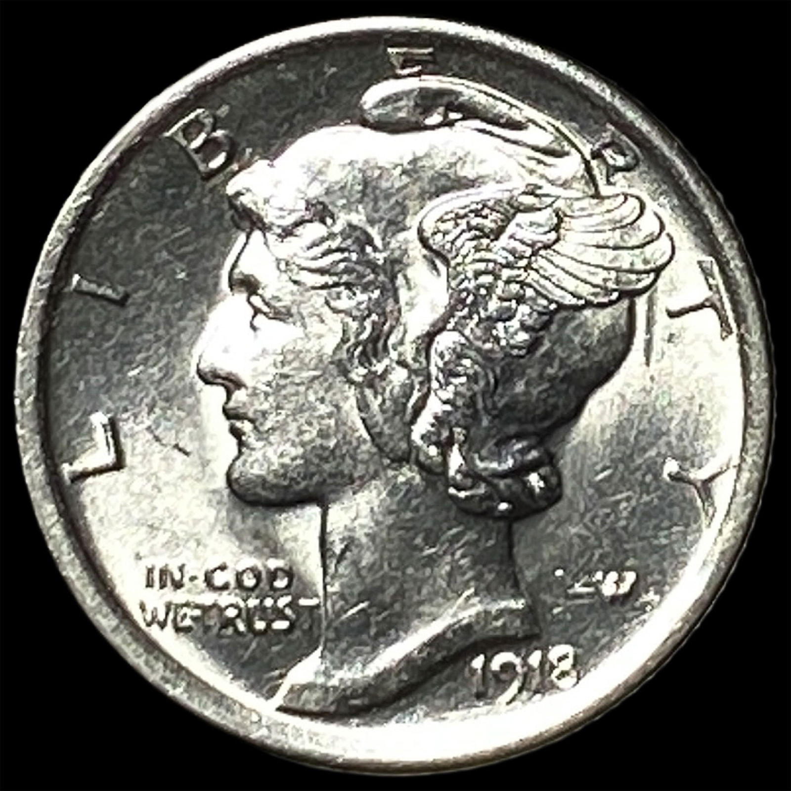 1918 Silver Mercury Dime CHOICE BU (1 of 2)
