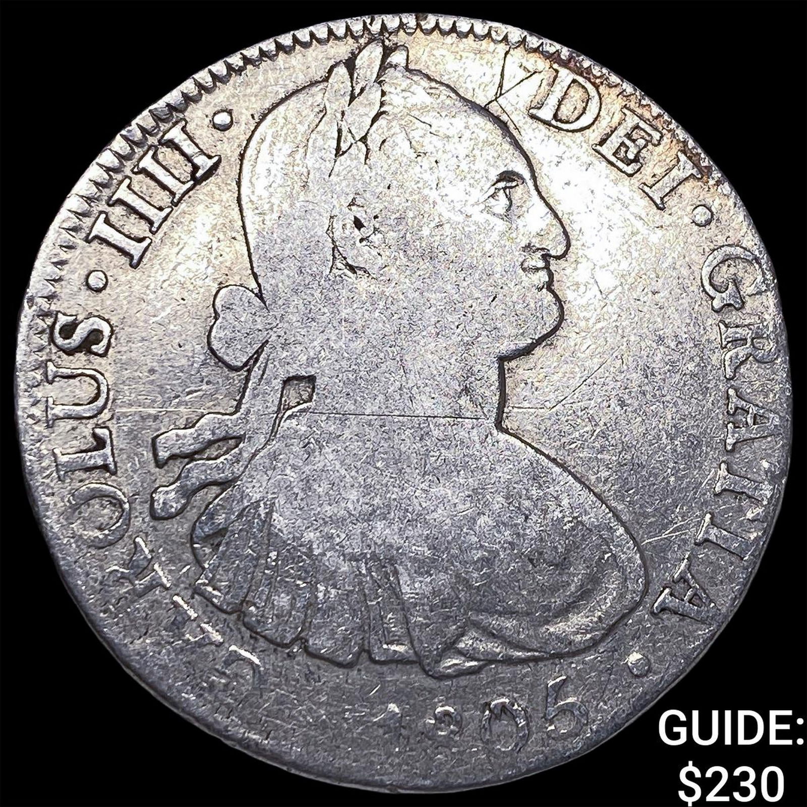 1805 Mexico Silver 8 Reales NEARLY UNCIRCULATED: 1805 Mexico Silver 8 Reales NEARLY UNCIRCULATED