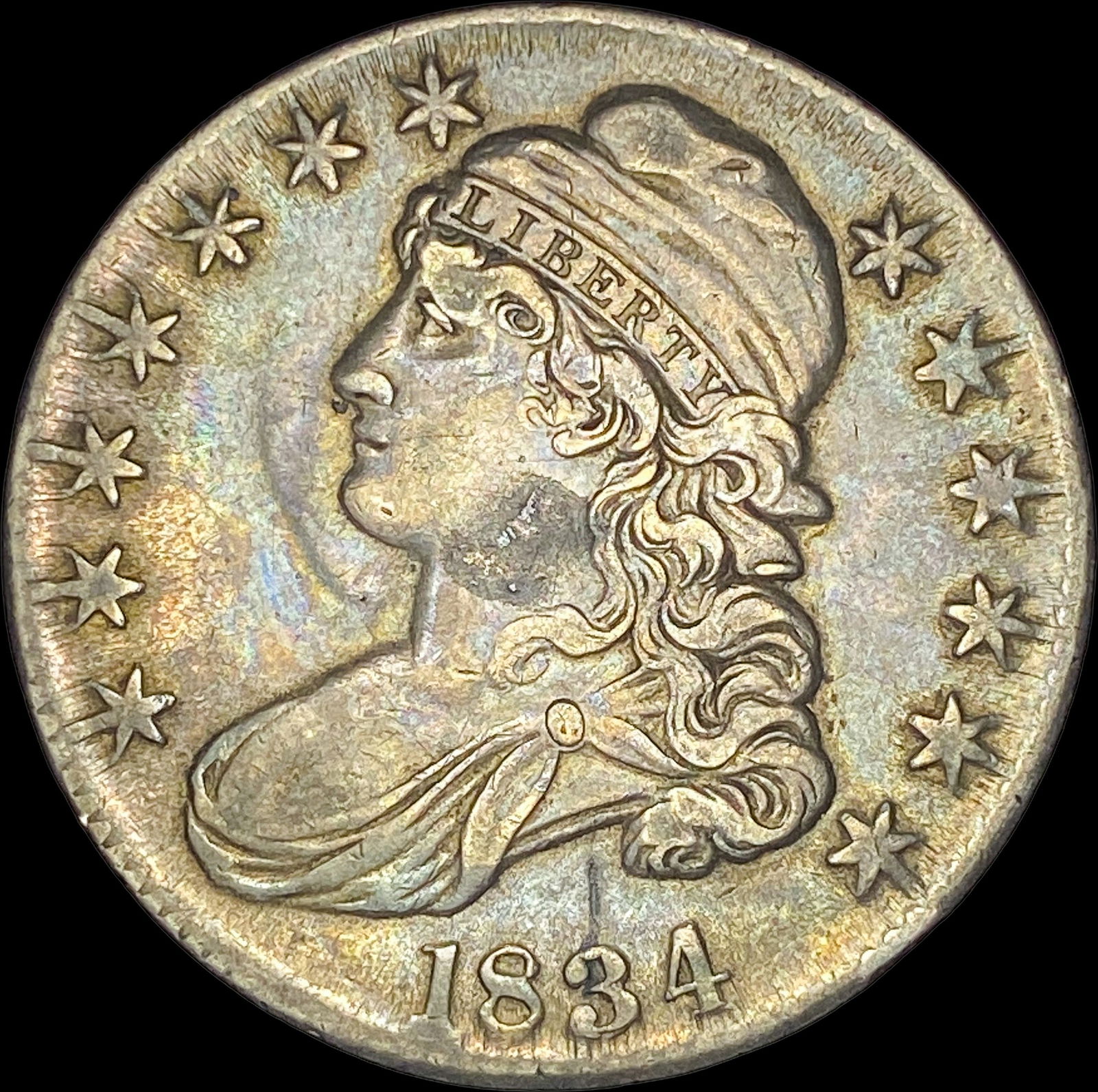 1834 Silver Capped Bust Half Dollar CLOSELY UNCIRCULATED: 1834 Silver Capped Bust Half Dollar CLOSELY UNCIRCULATED