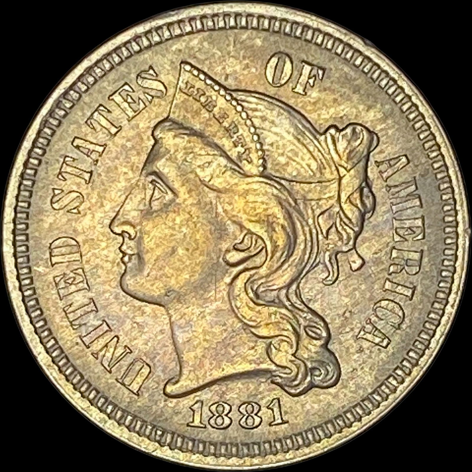 1881 Nickel Three-Cent Piece UNCIRCULATED (1 of 2)