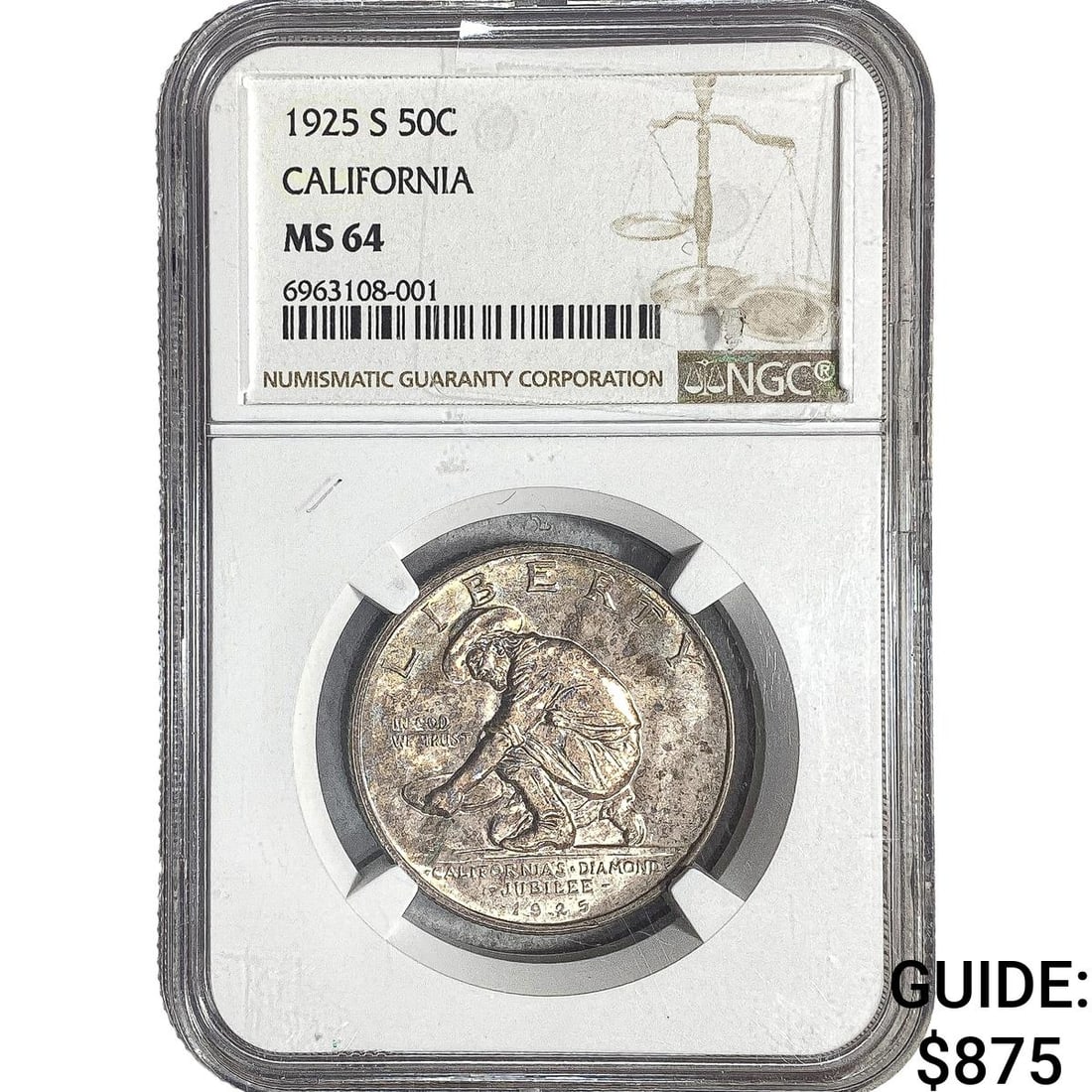 1925-S Jefferson Half Dollar NGC MS64: 1925-S Jefferson Half Dollar NGC MS64