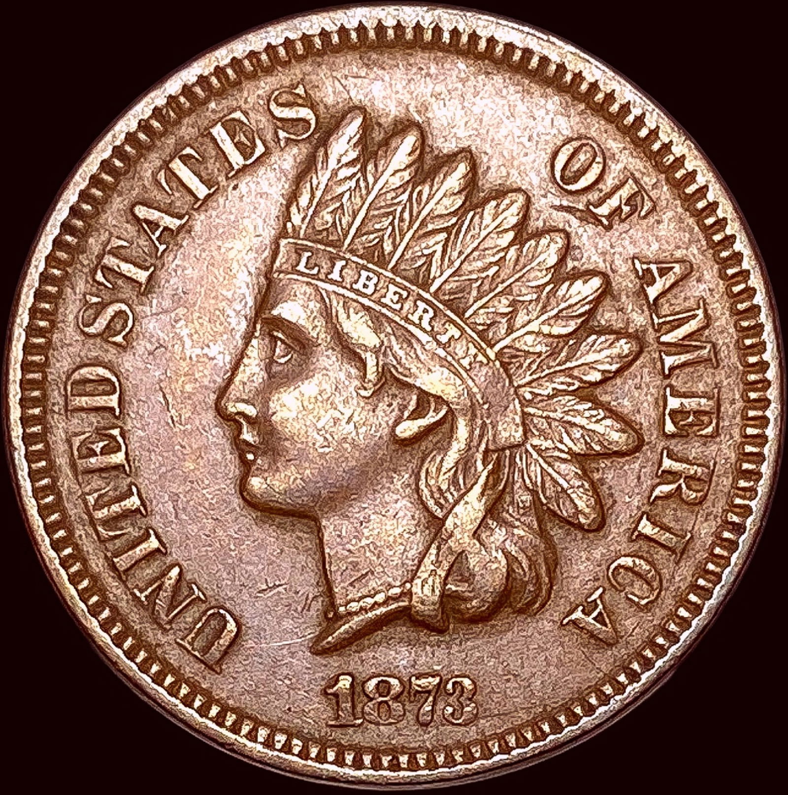 1873 Indian Head Cent CLOSELY UNCIRCULATED (1 of 2)
