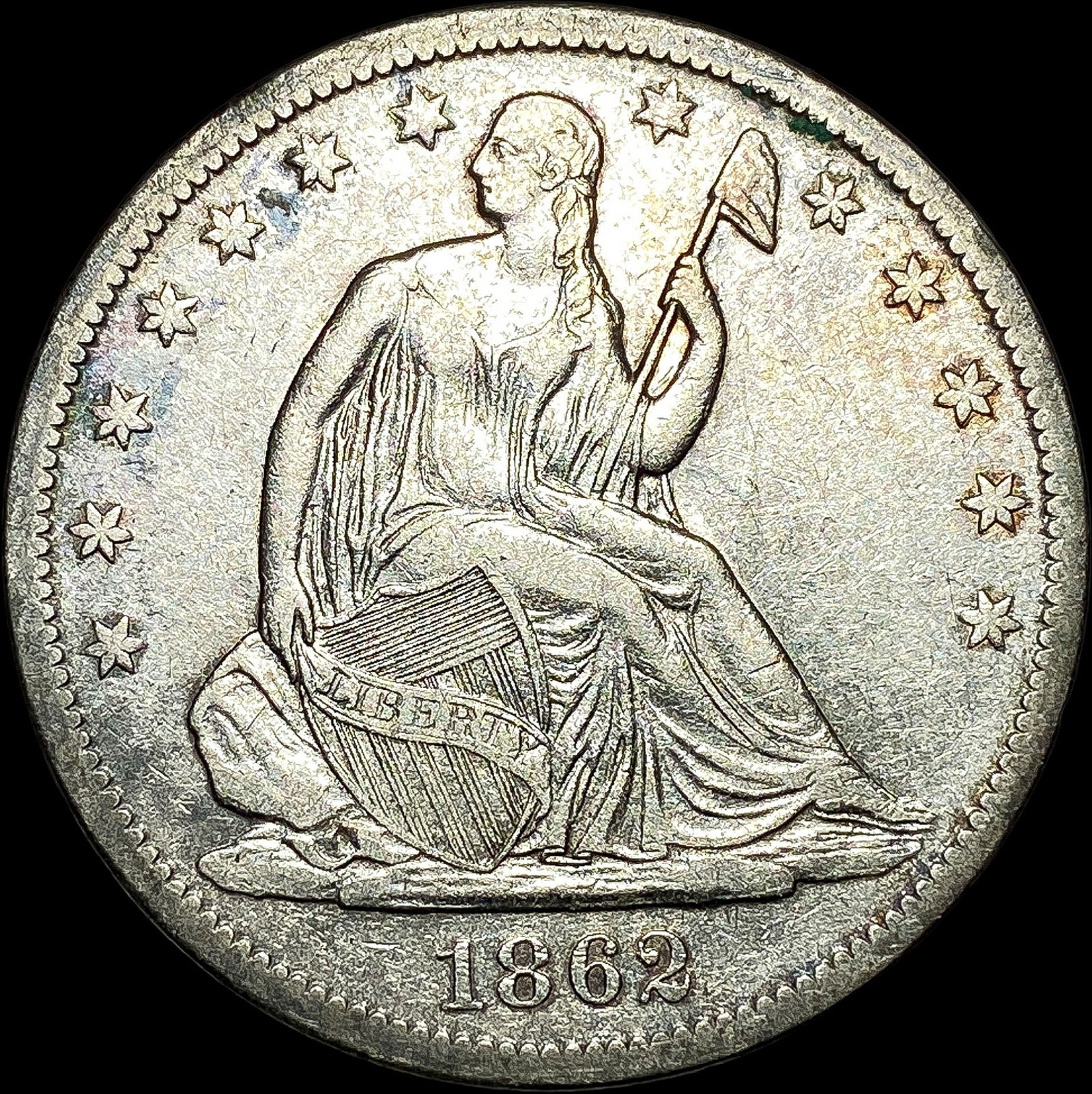 1862-S Silver Half Dollar NEARLY UNCIRCULATED: 1862-S Silver Half Dollar NEARLY UNCIRCULATED