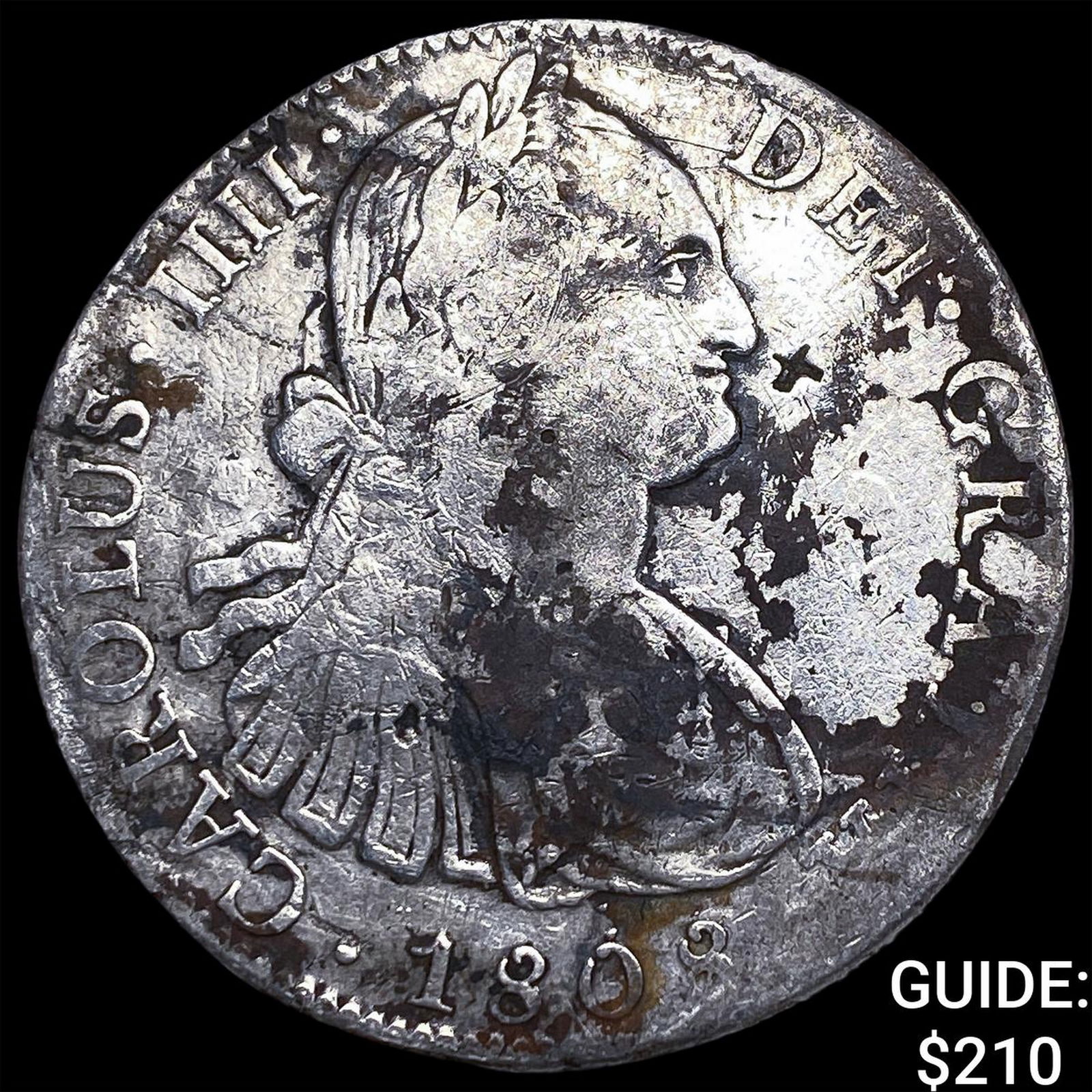 1808 Mexico Silver 8 Reales NEARLY UNCIRCULATED: 1808 Mexico Silver 8 Reales NEARLY UNCIRCULATED