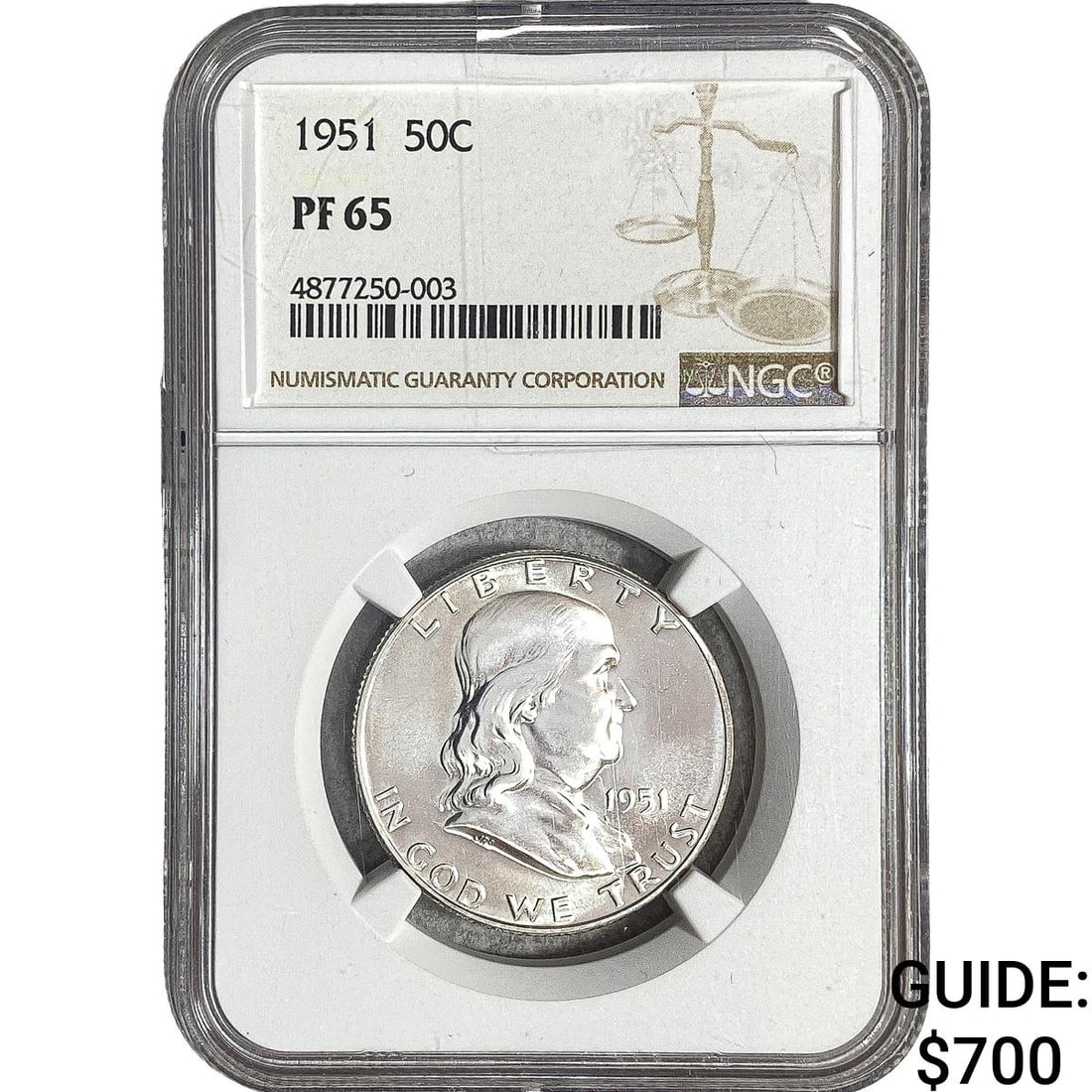1951 Franklin Half Dollar NGC PF65: 1951 Franklin Half Dollar NGC PF65