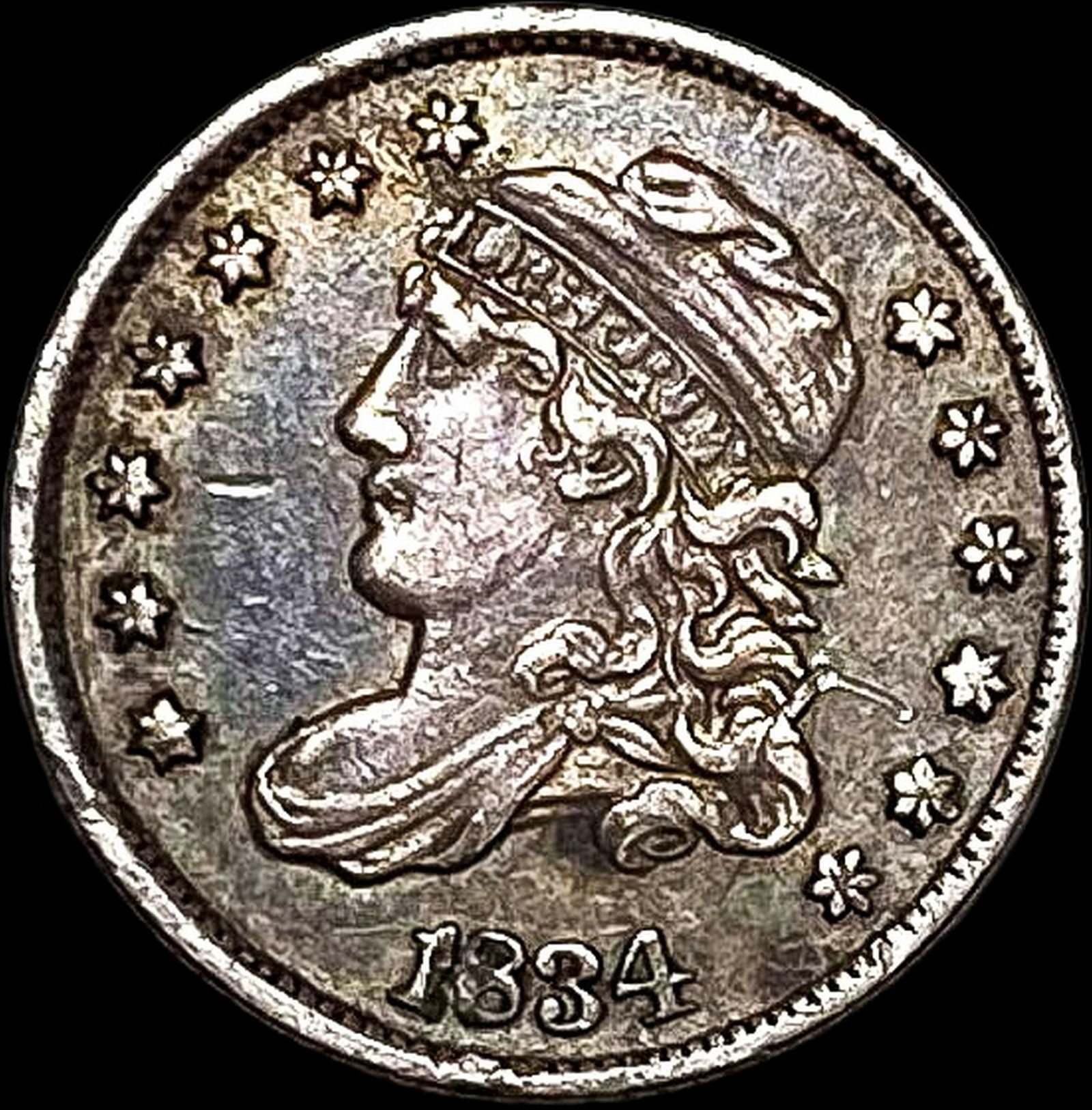1834 Capped Bust Half Dime NEARLY UNCIRCULATED: 1834 Capped Bust Half Dime NEARLY UNCIRCULATED