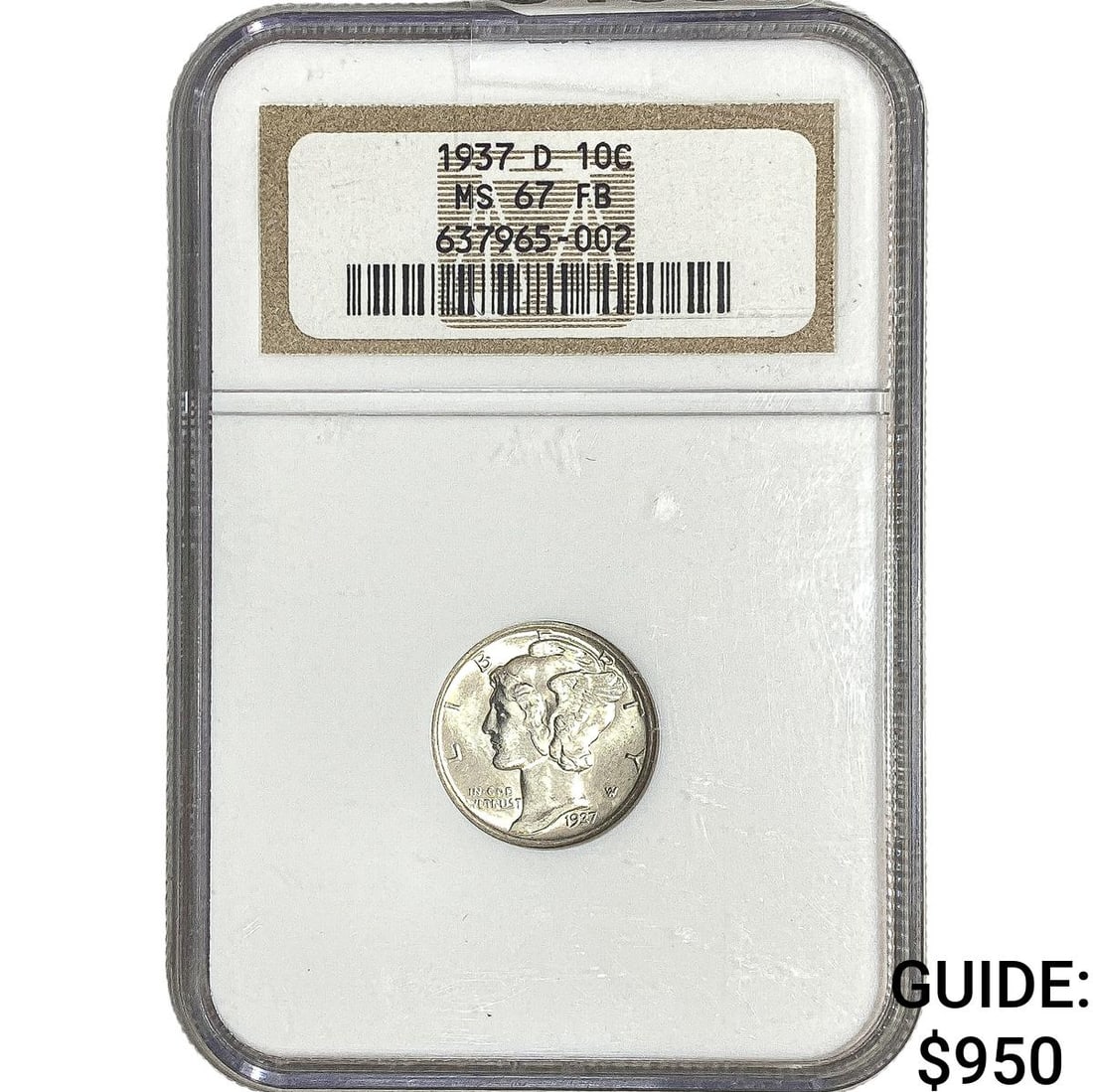 1937-D Mercury Silver Dime NGC MS67 FB (1 of 2)