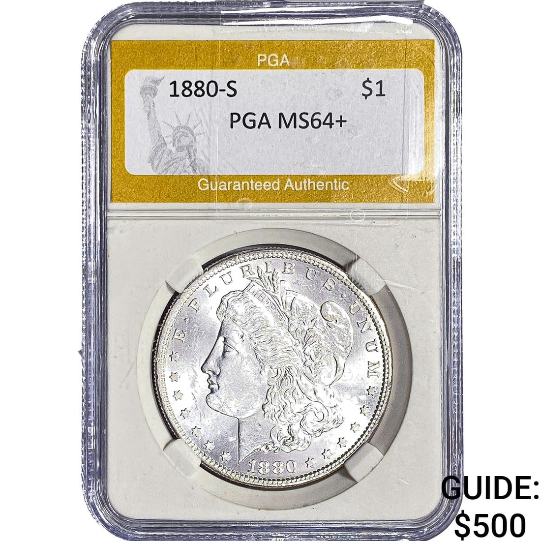 1880-S Morgan Silver Dollar PGA MS64+: 1880-S Morgan Silver Dollar PGA MS64+