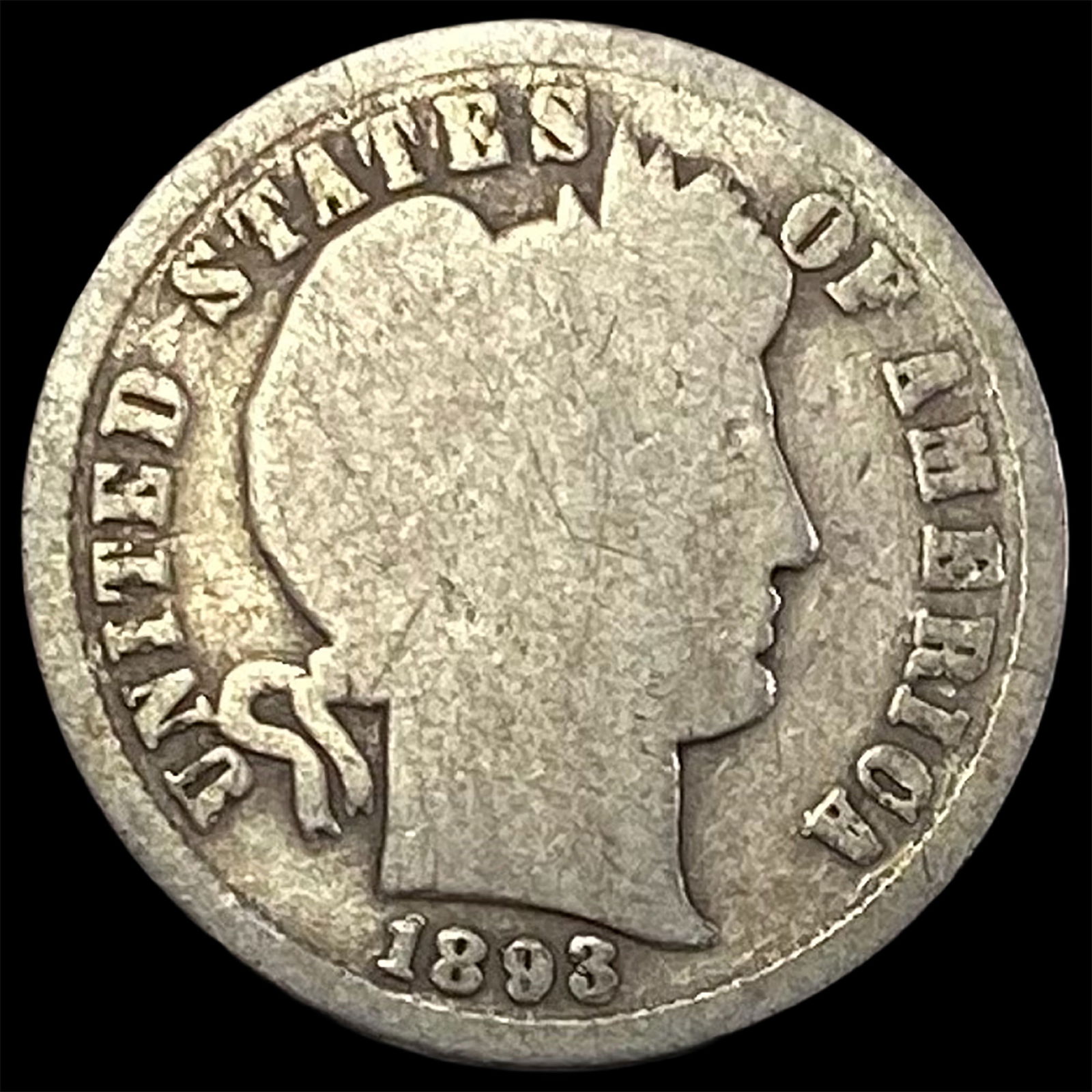 1893-S Silver Barber Dime NICELY CIRCULATED: 1893-S Silver Barber Dime NICELY CIRCULATED