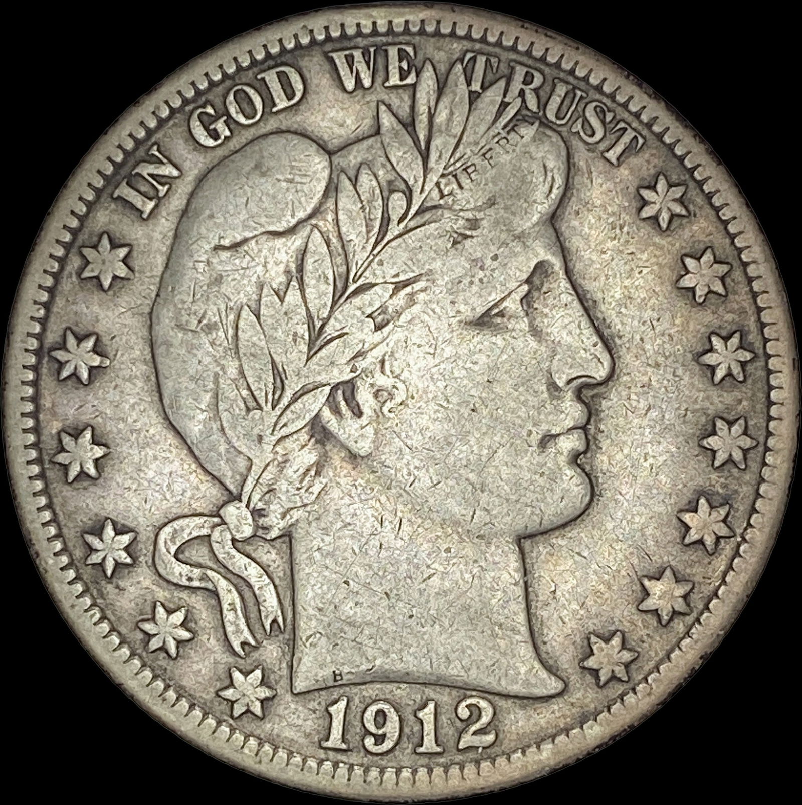 1912-D Silver Barber Half Dollar LIGHTLY CIRCULATED: 1912-D Silver Barber Half Dollar LIGHTLY CIRCULATED
