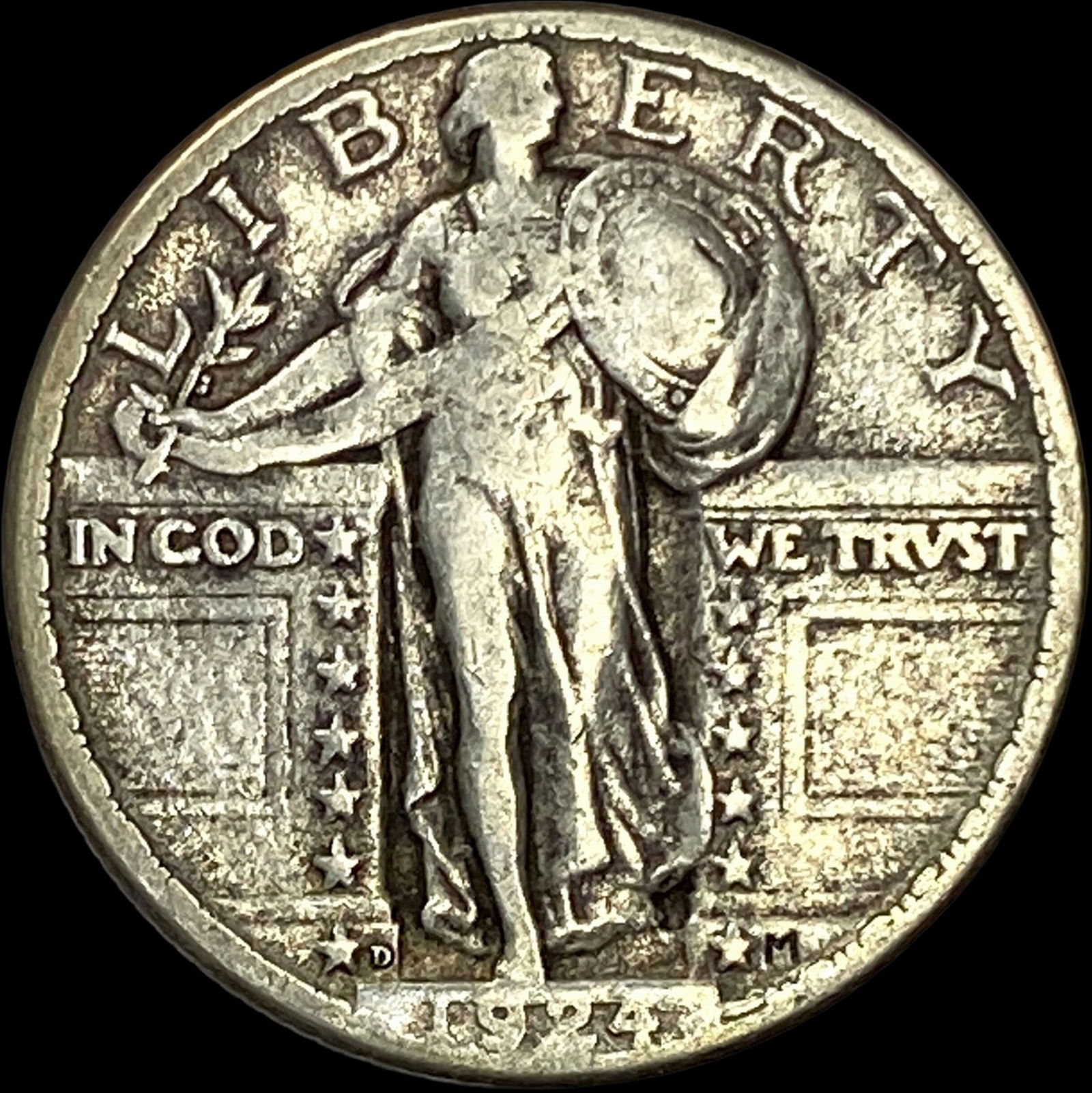 1924-D Silver Standing Liberty Quarter LIGHTLY CIRCULATED: 1924-D Silver Standing Liberty Quarter LIGHTLY CIRCULATED