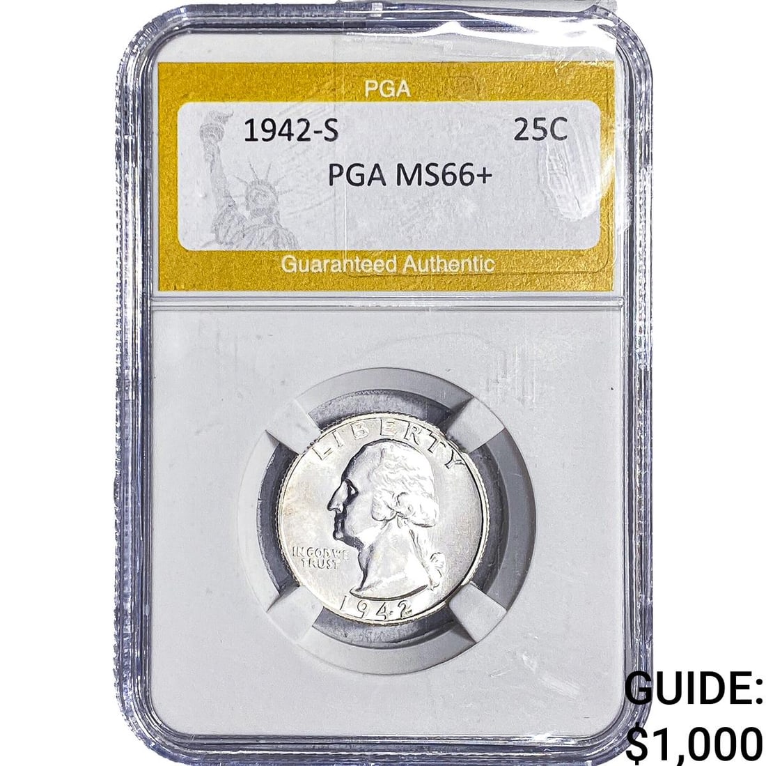1942-S Washington Silver Quarter PGA MS66+: 1942-S Washington Silver Quarter PGA MS66+
