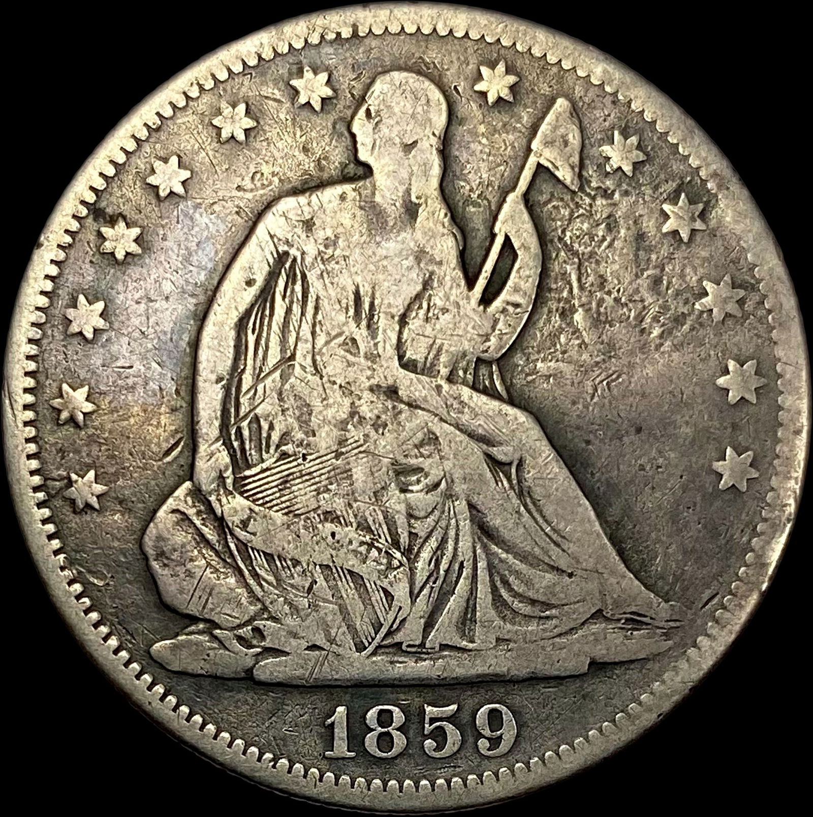 1859 Seated Liberty Half Dollar NICELY CIRCULATED (1 of 2)