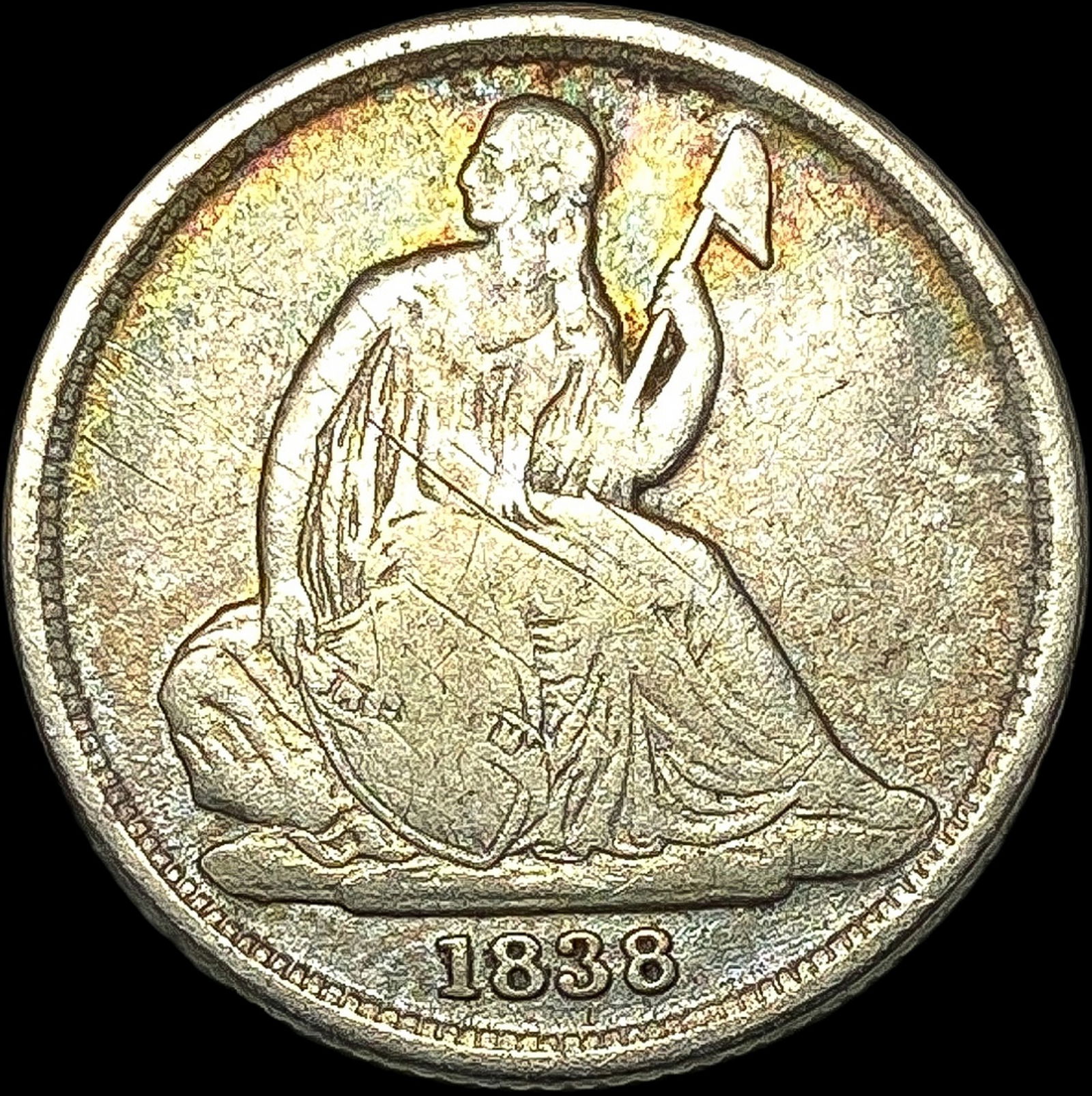 1838-O Silver Seated Liberty Dime NICELY CIRCULATED: 1838-O Silver Seated Liberty Dime NICELY CIRCULATED