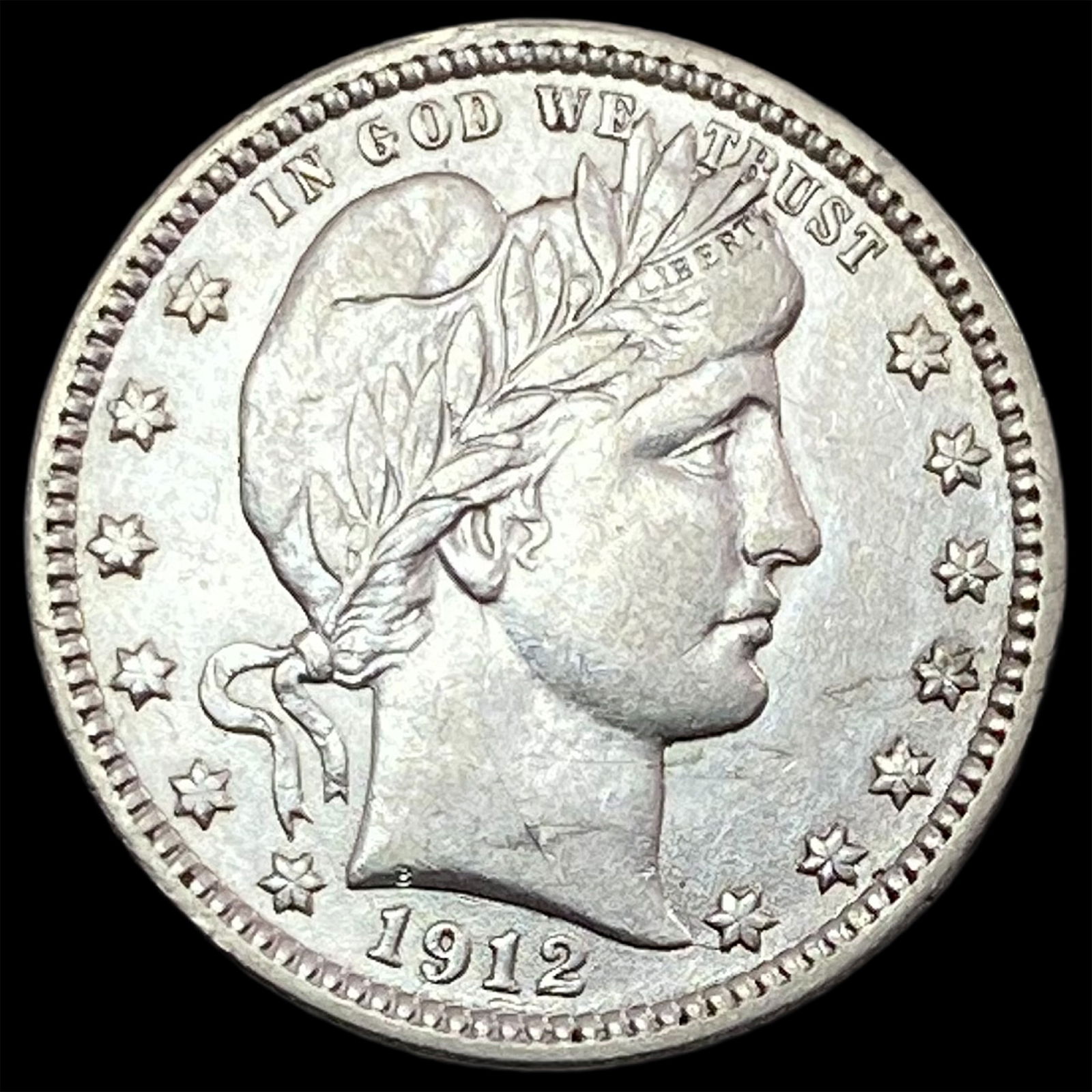1912 Silver Barber Quarter CLOSELY UNCIRCULATED: 1912 Silver Barber Quarter CLOSELY UNCIRCULATED