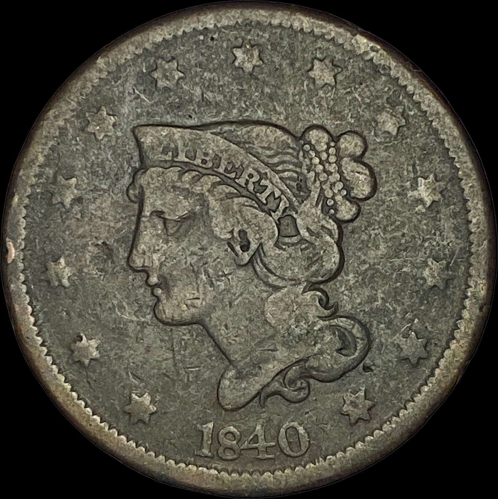 1840 Braided Hair Large Cent LIGHTLY CIRCULATED: 1840 Braided Hair Large Cent LIGHTLY CIRCULATED