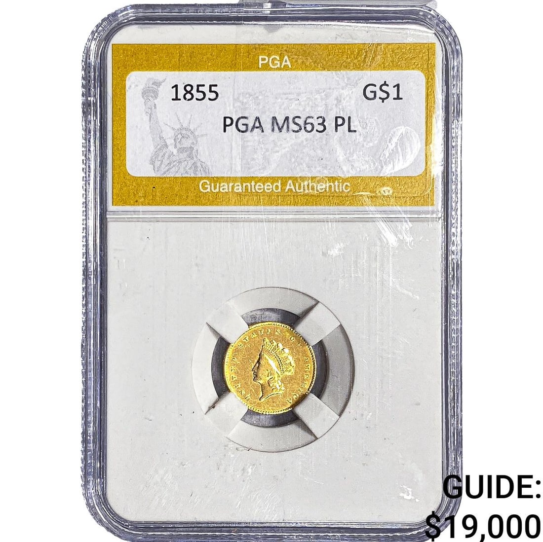 1855 Rare Gold Dollar PGA MS63 PL: 1855 Rare Gold Dollar PGA MS63 PL