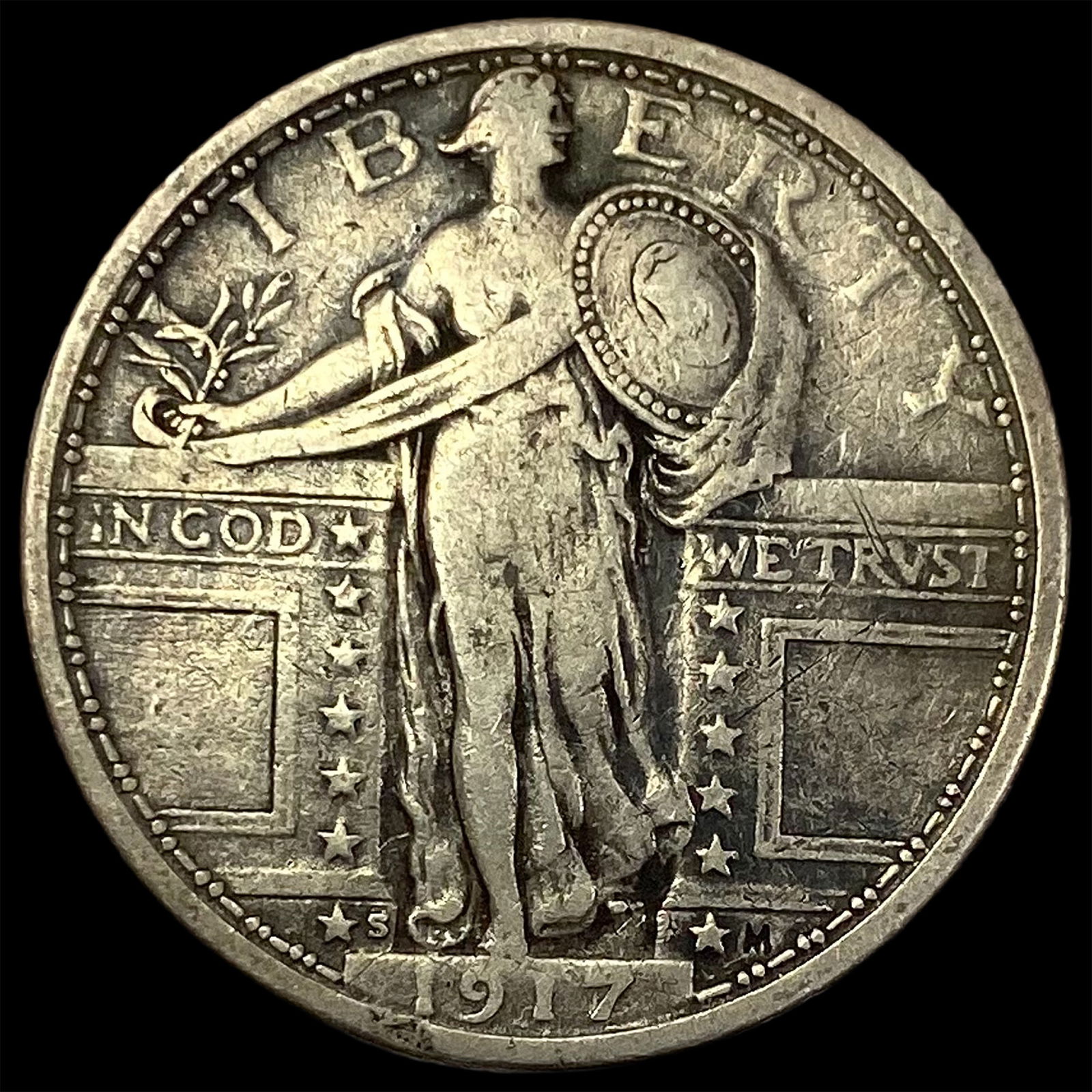 1917-S Silver Standing Liberty Quarter LIGHTLY CIRCULATED: 1917-S Silver Standing Liberty Quarter LIGHTLY CIRCULATED