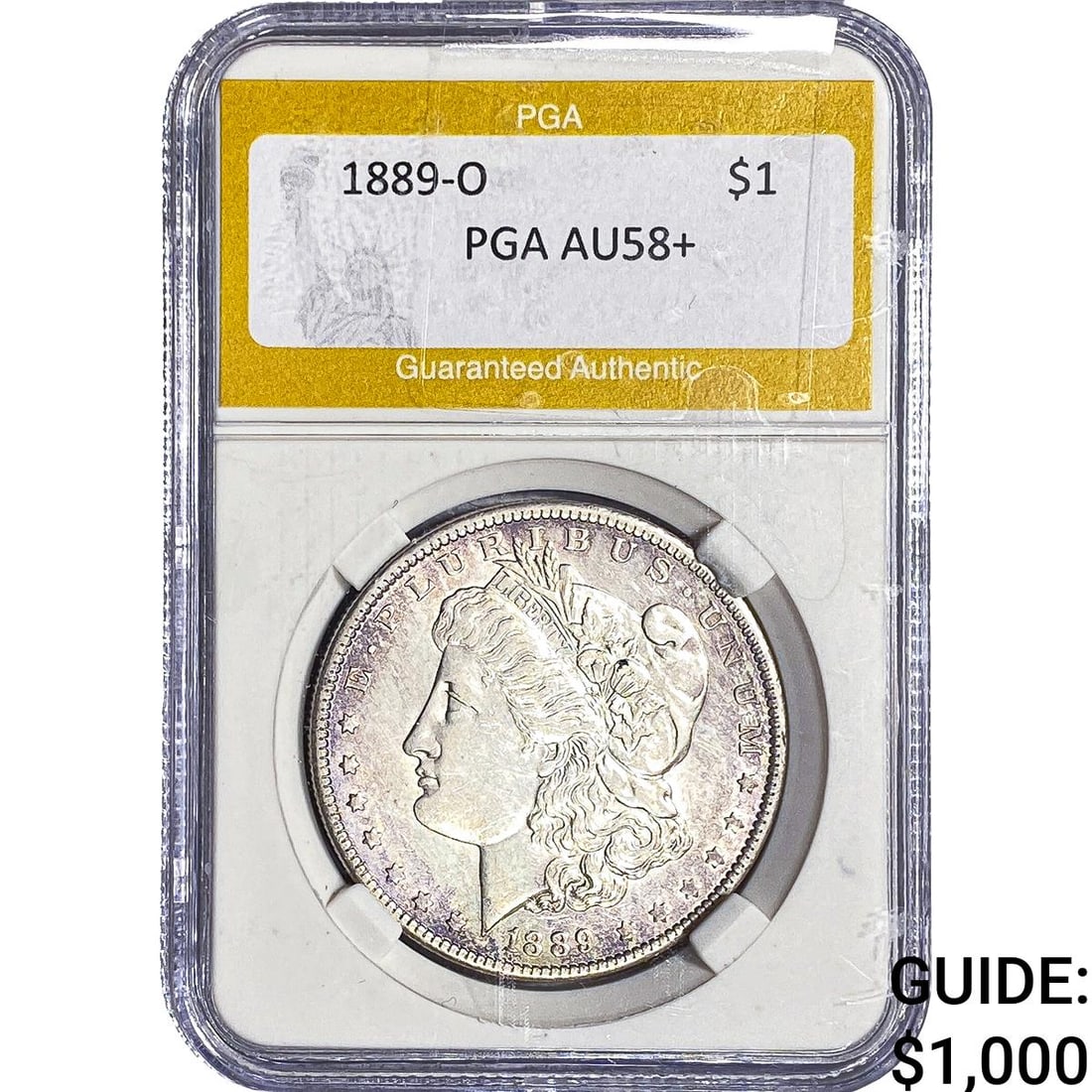 1889-O Morgan Silver Dollar PGA AU58+: 1889-O Morgan Silver Dollar PGA AU58+