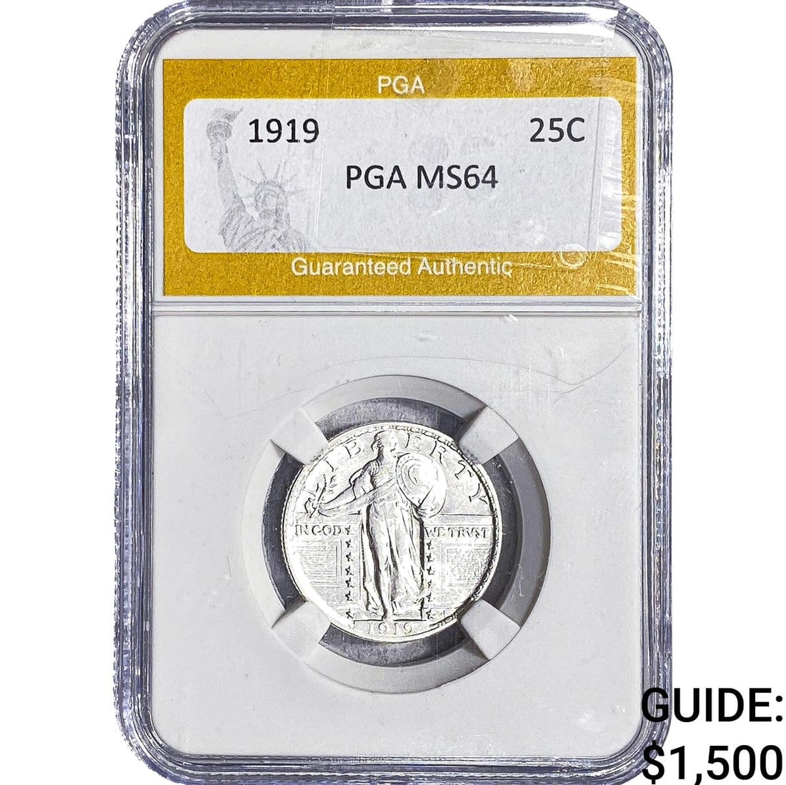 1919 Standing Liberty Quarter PGA MS64: 1919 Standing Liberty Quarter PGA MS64