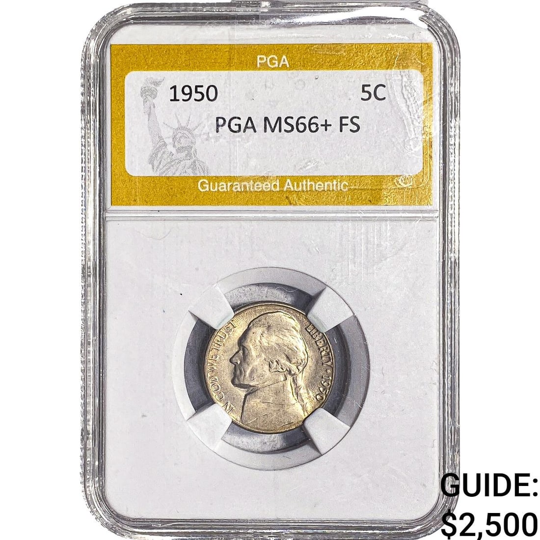 1950 Jefferson Nickel PGA MS66+ FS: 1950 Jefferson Nickel PGA MS66+ FS