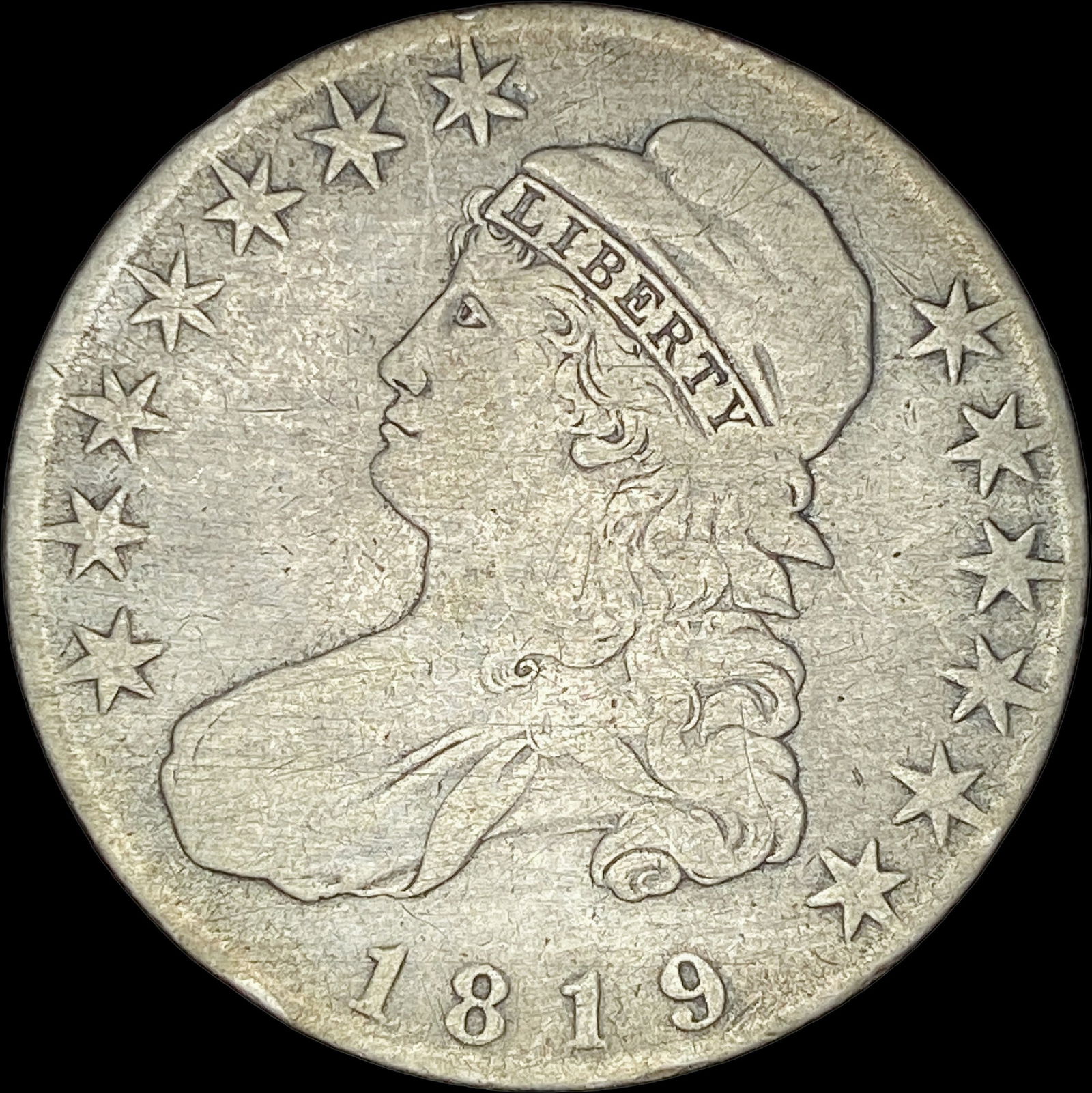 1819 Capped Bust Half Dollar NICELY CIRCULATED: 1819 Capped Bust Half Dollar NICELY CIRCULATED