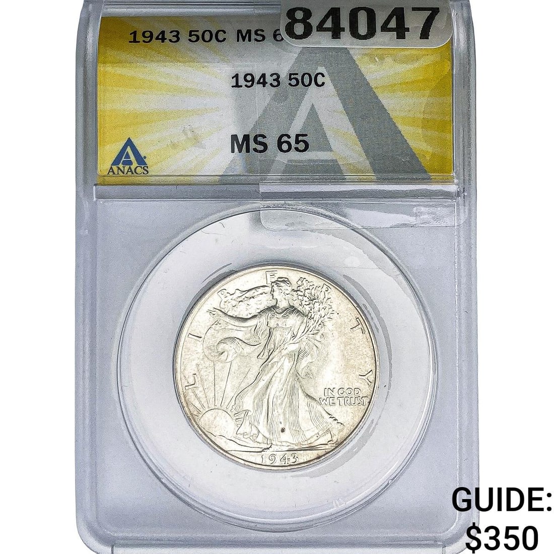 1943 Walking Liberty Half Dollar ANACS MS65: 1943 Walking Liberty Half Dollar ANACS MS65