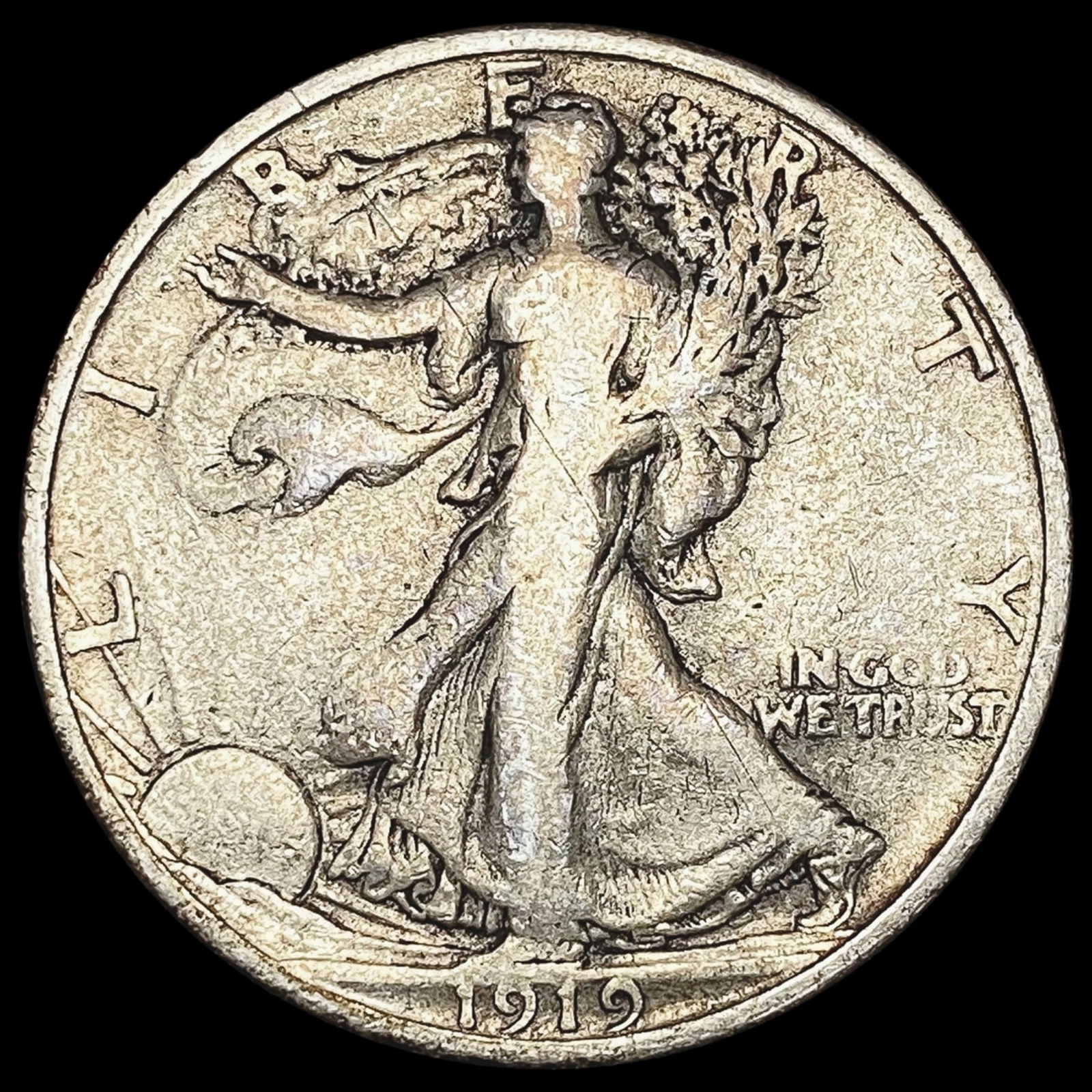 1919-S Walking Liberty Half Dollar NICELY CIRCULATED: 1919-S Walking Liberty Half Dollar NICELY CIRCULATED