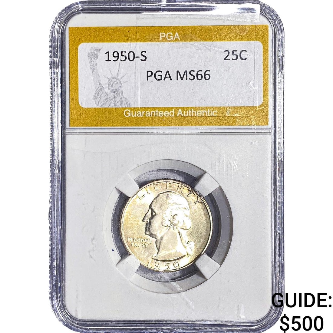 1950-S Washington Silver Quarter PGA MS66: 1950-S Washington Silver Quarter PGA MS66