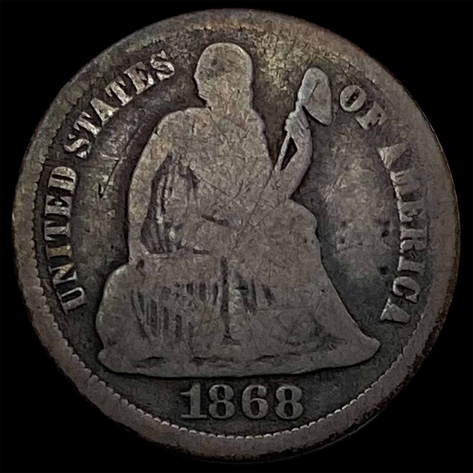 1868 Seated Liberty Dime NICELY CIRCULATED (1 of 2)