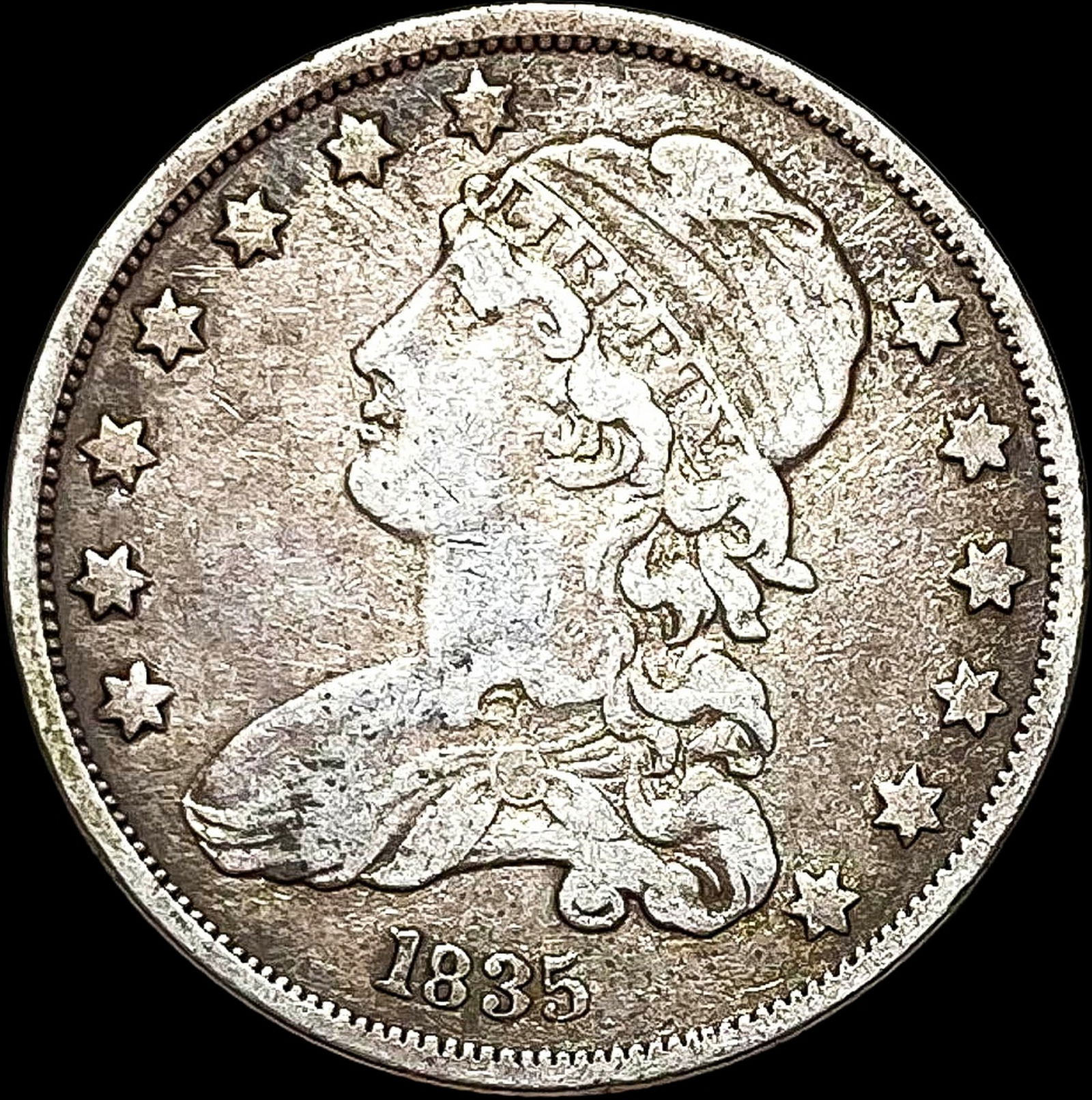1835 Capped Bust Silver Quarter ABOUT UNCIRCULATED: 1835 Capped Bust Silver Quarter ABOUT UNCIRCULATED