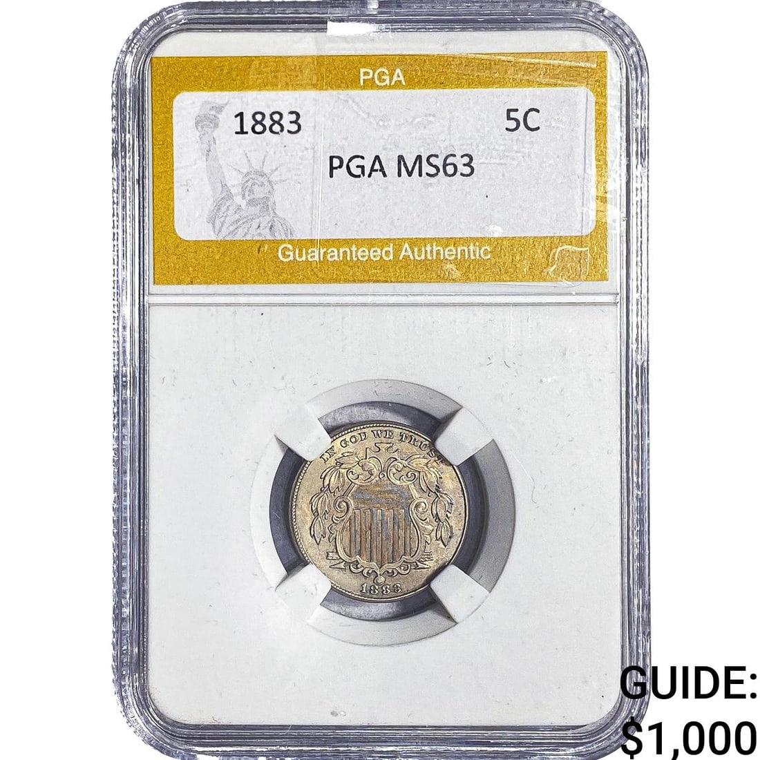1883 Shield Nickel PGA MS63: 1883 Shield Nickel PGA MS63
