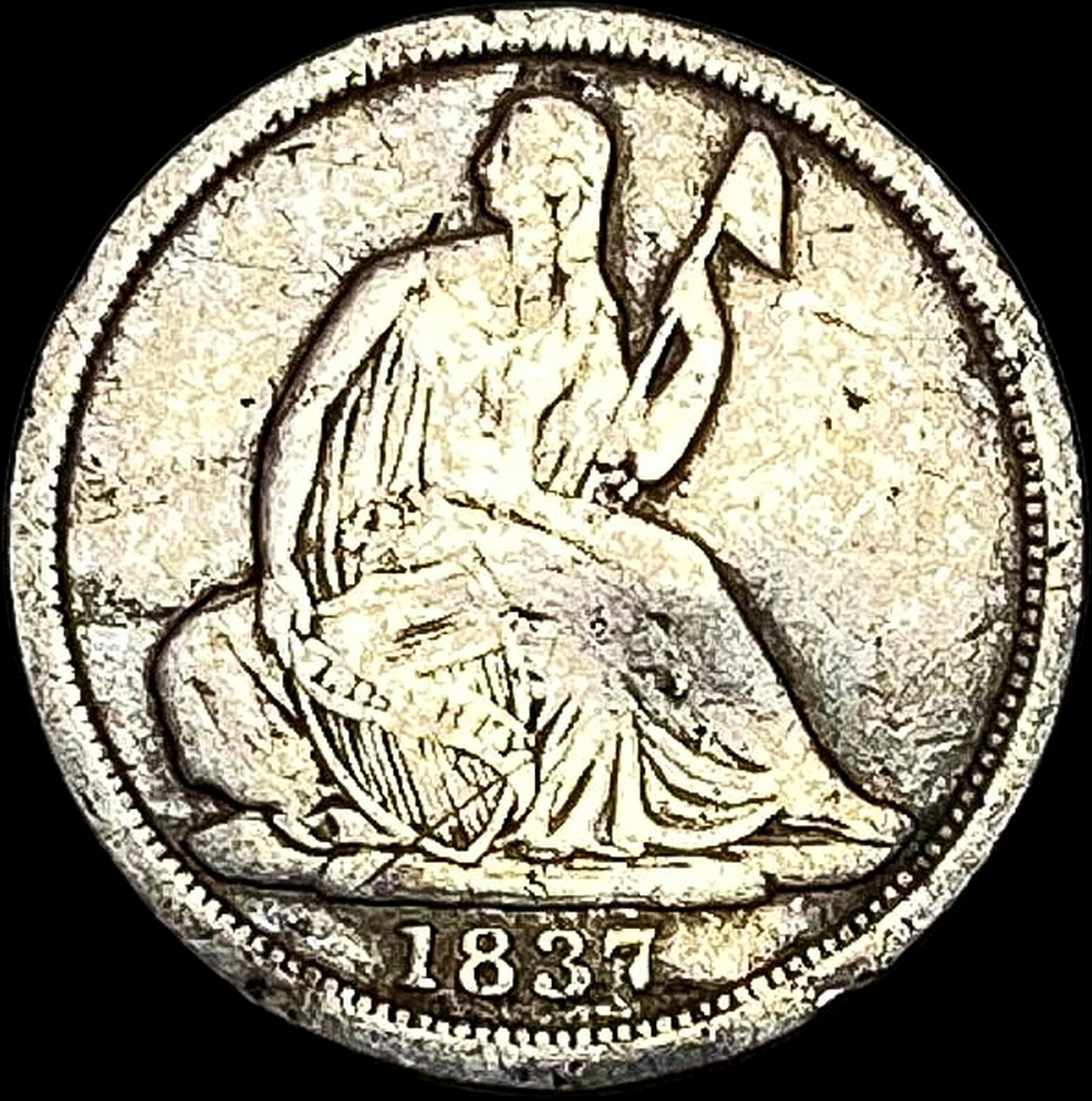 1837 Seated Liberty Half Dime NICELY CIRCULATED: 1837 Seated Liberty Half Dime NICELY CIRCULATED