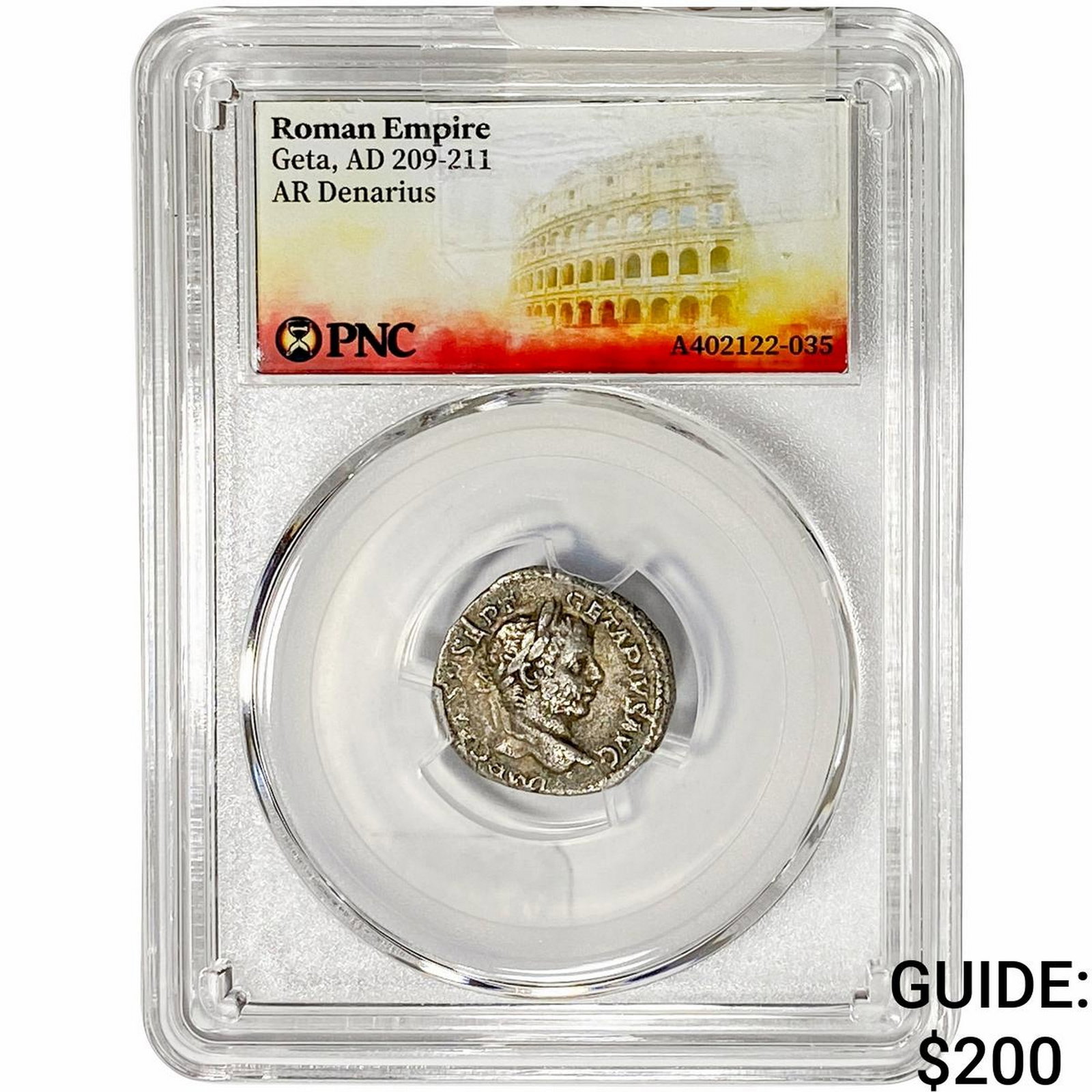 Roman Empire Geta 209-11 AD Silver Denarius PNC VF: Roman Empire Geta 209-11 AD Silver Denarius PNC VF