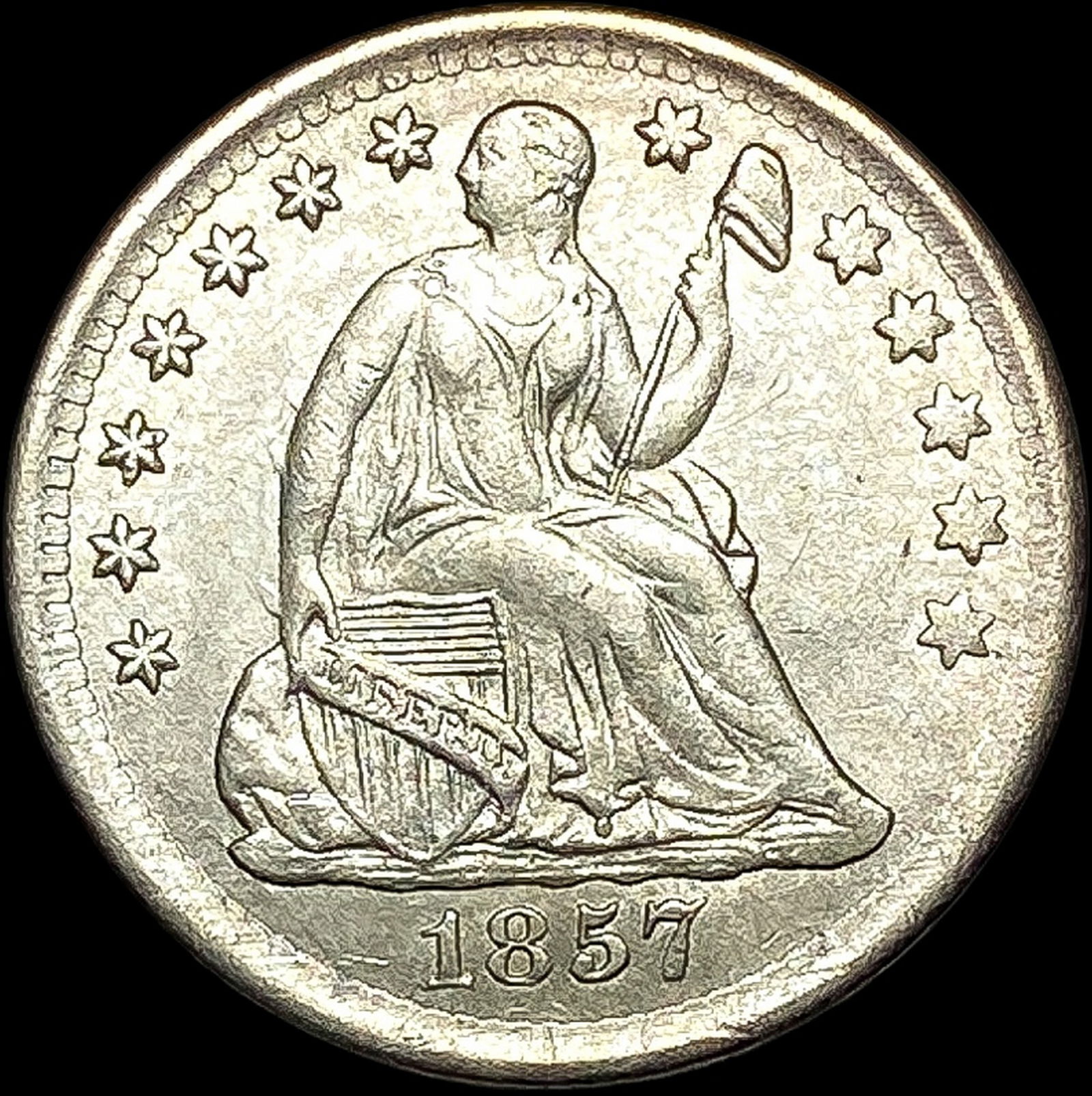 1857 Silver Half Dime CLOSELY UNCIRCULATED: 1857 Silver Half Dime CLOSELY UNCIRCULATED