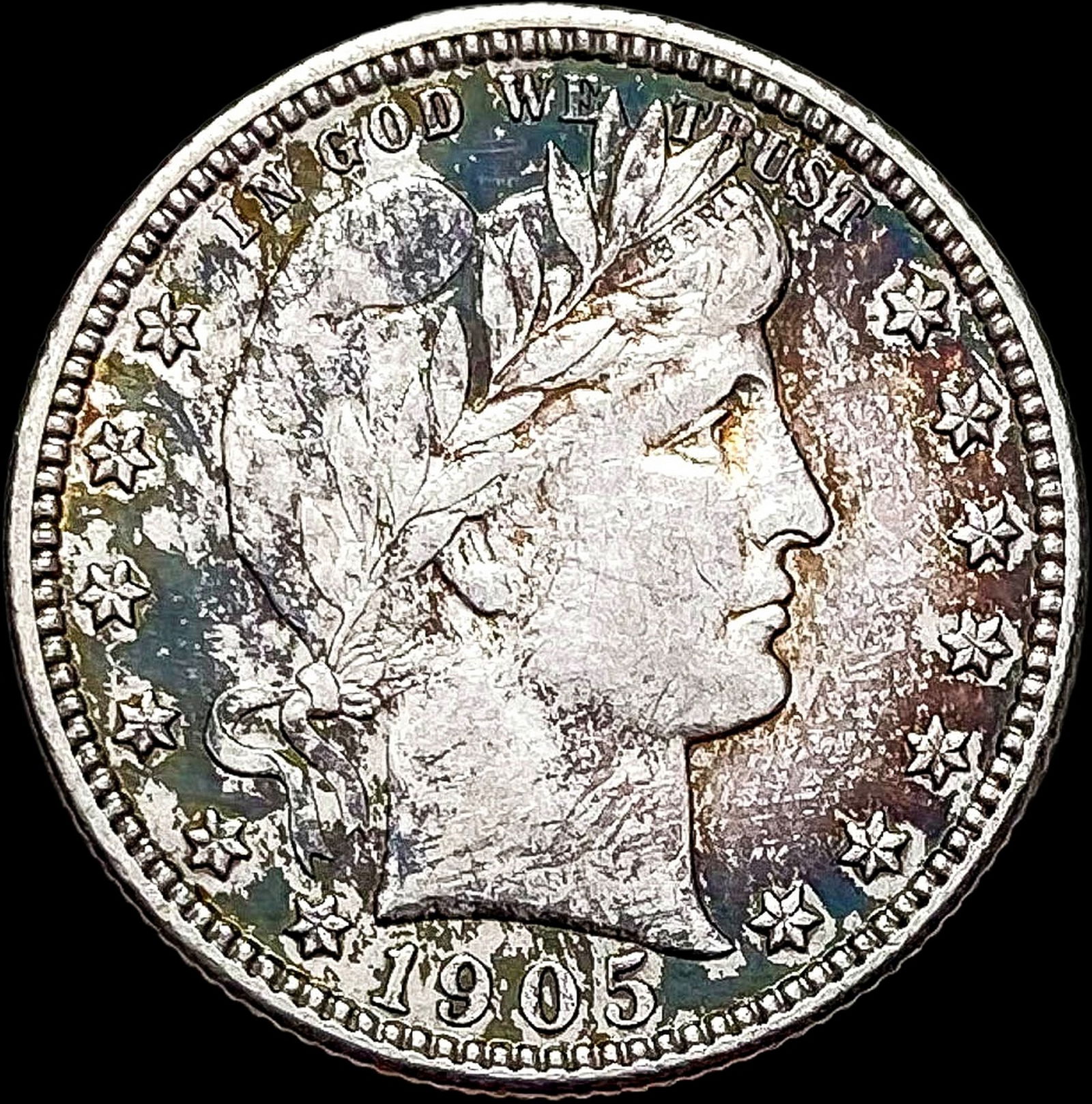 1905-S Silver Barber Quarter CLOSELY UNCIRCULATED: 1905-S Silver Barber Quarter CLOSELY UNCIRCULATED
