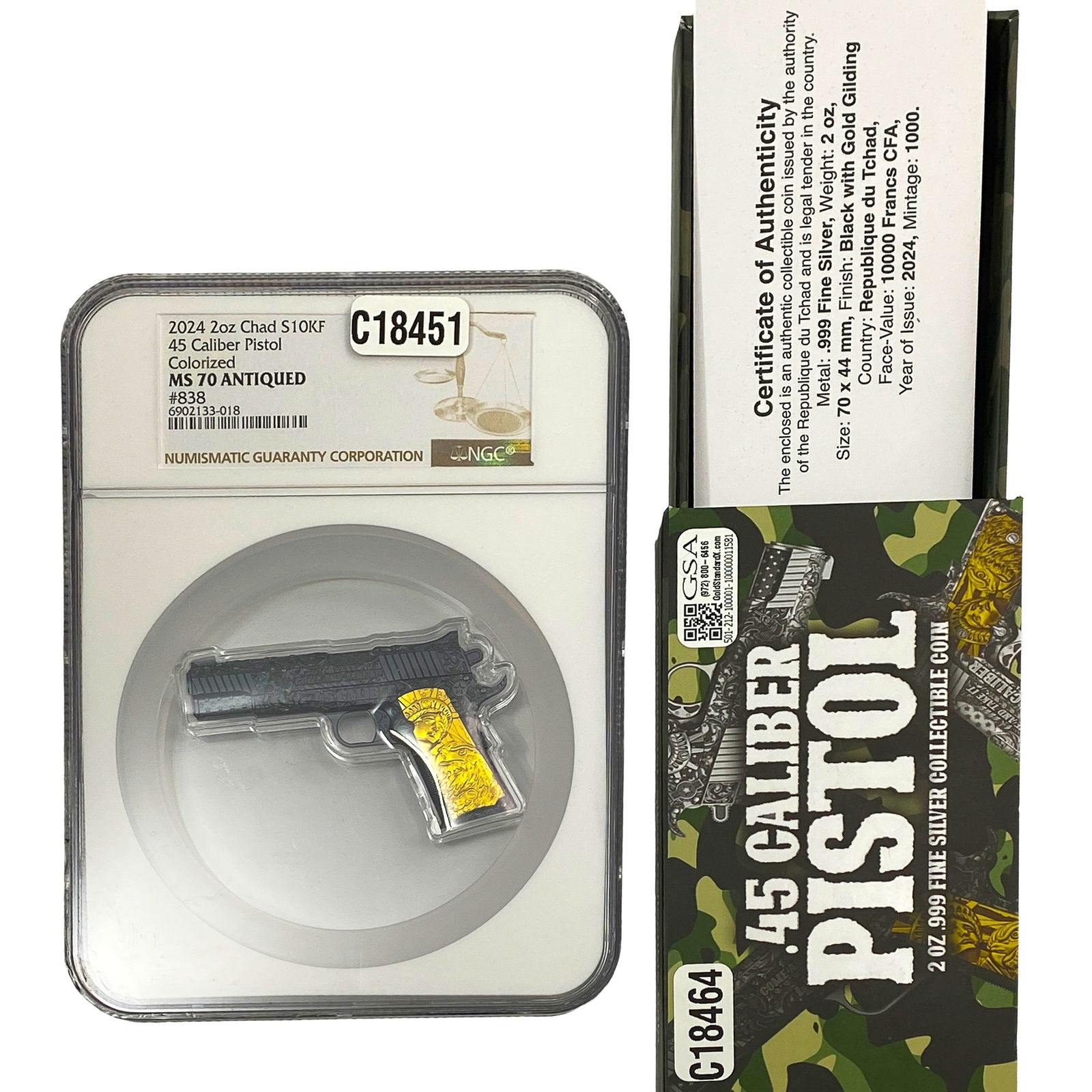 2024 2oz 45 Caliber Pistol: 2024 2oz 45 Caliber Pistol