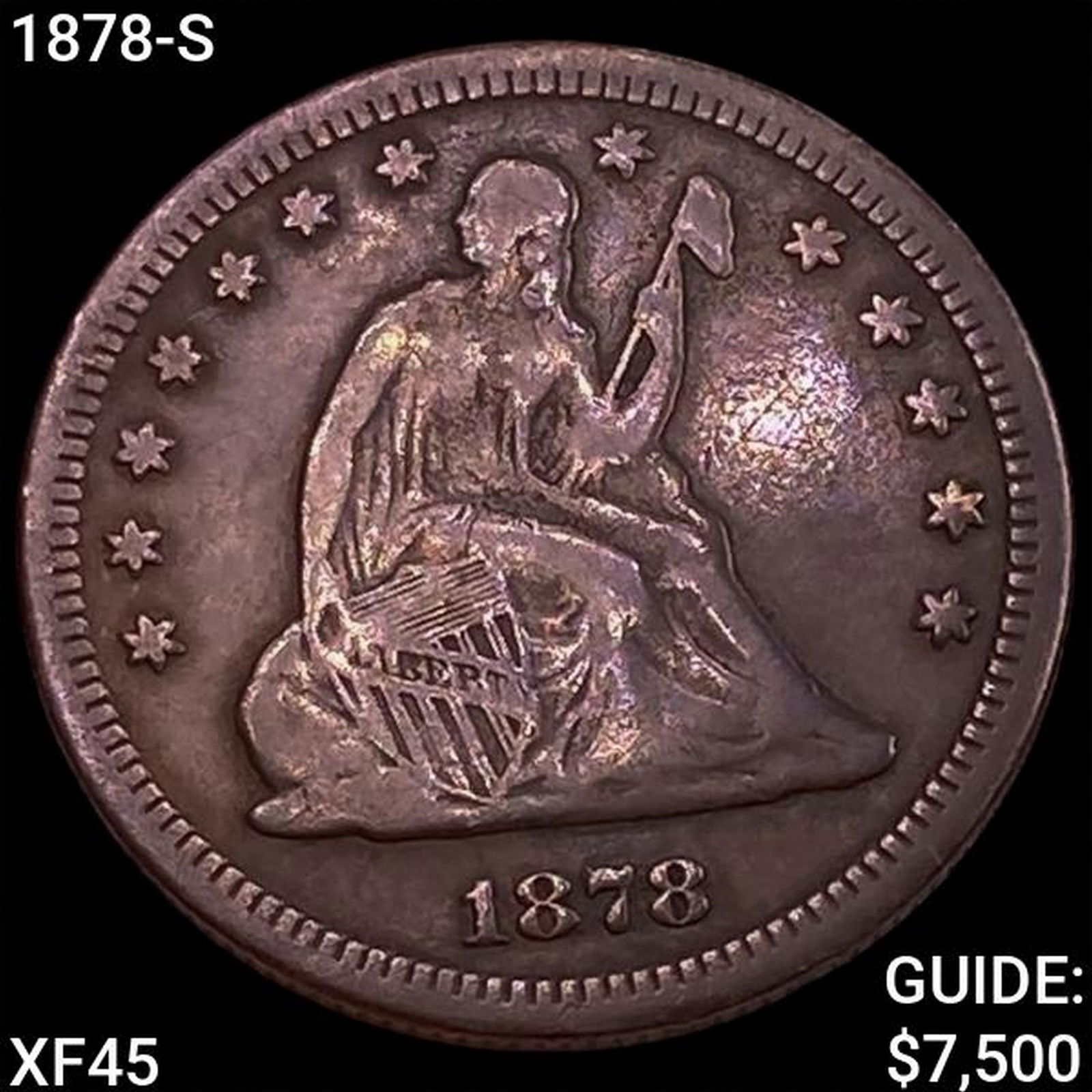 1878-S Seated Liberty Quarter NEARLY UNCIRCULATED: 1878-S Seated Liberty Quarter NEARLY UNCIRCULATED