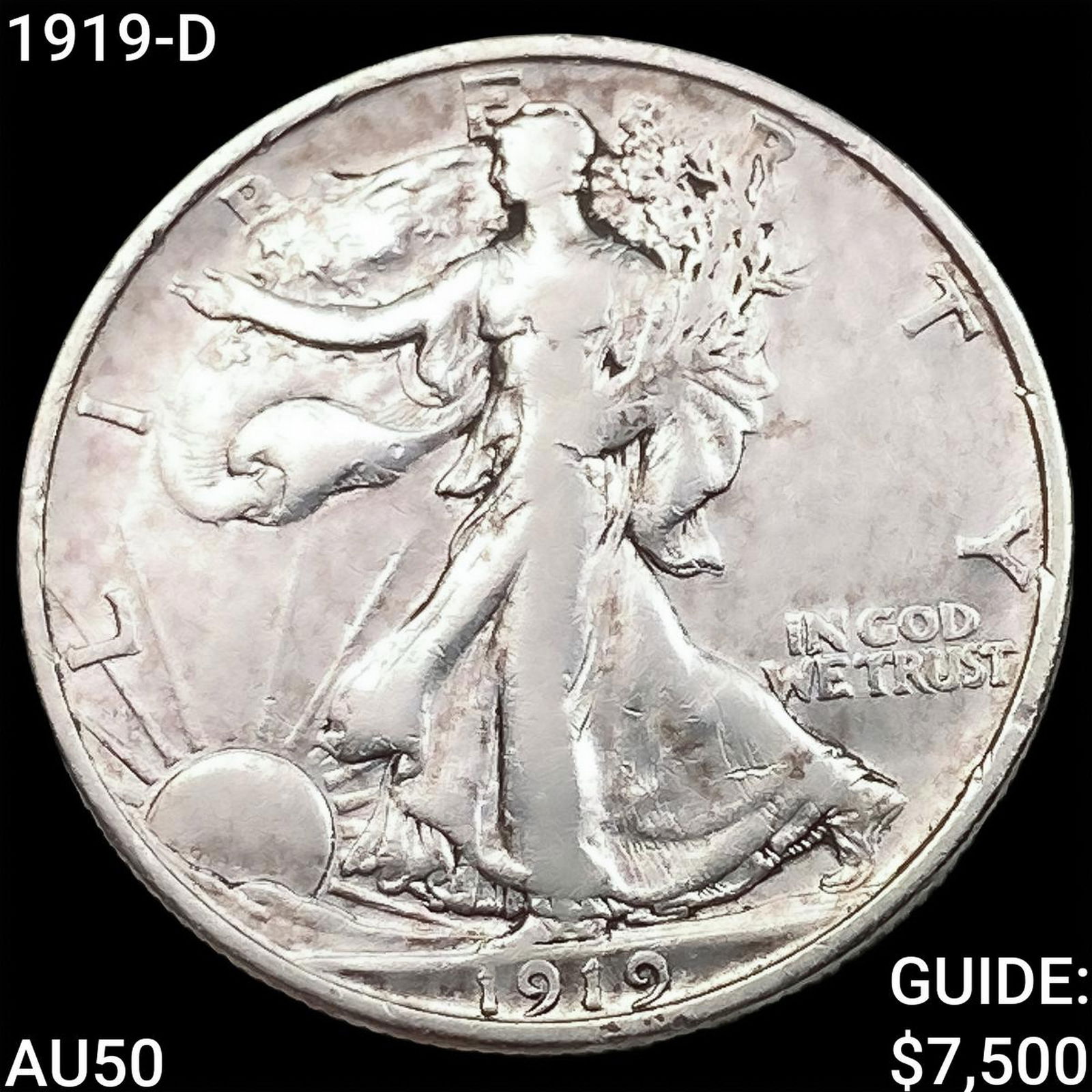 1919-D Walking Liberty Half Dollar CLOSELY UNCIRCULATED: 1919-D Walking Liberty Half Dollar CLOSELY UNCIRCULATED