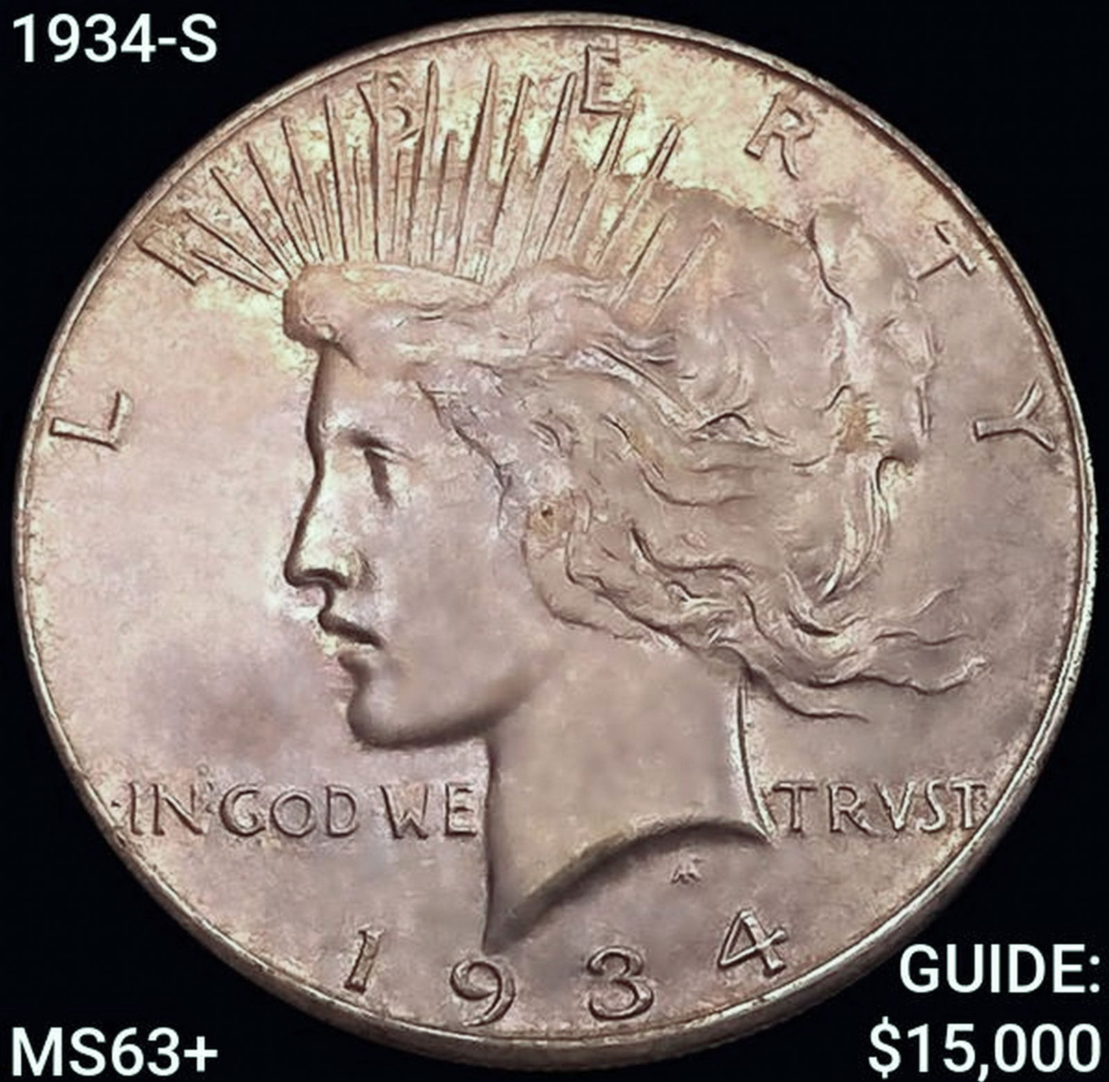 1934-S Silver Peace Dollar CHOICE BU+: 1934-S Silver Peace Dollar CHOICE BU+