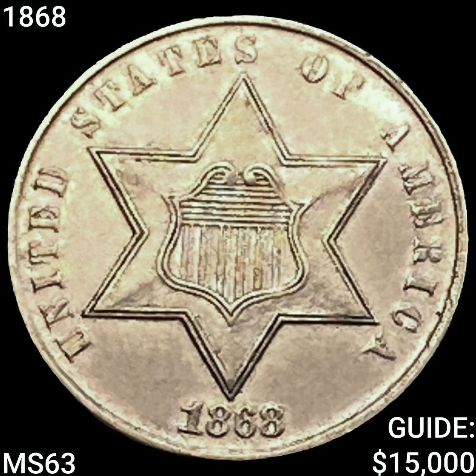 1868 Silver Three Cent CHOICE BU (1 of 2)