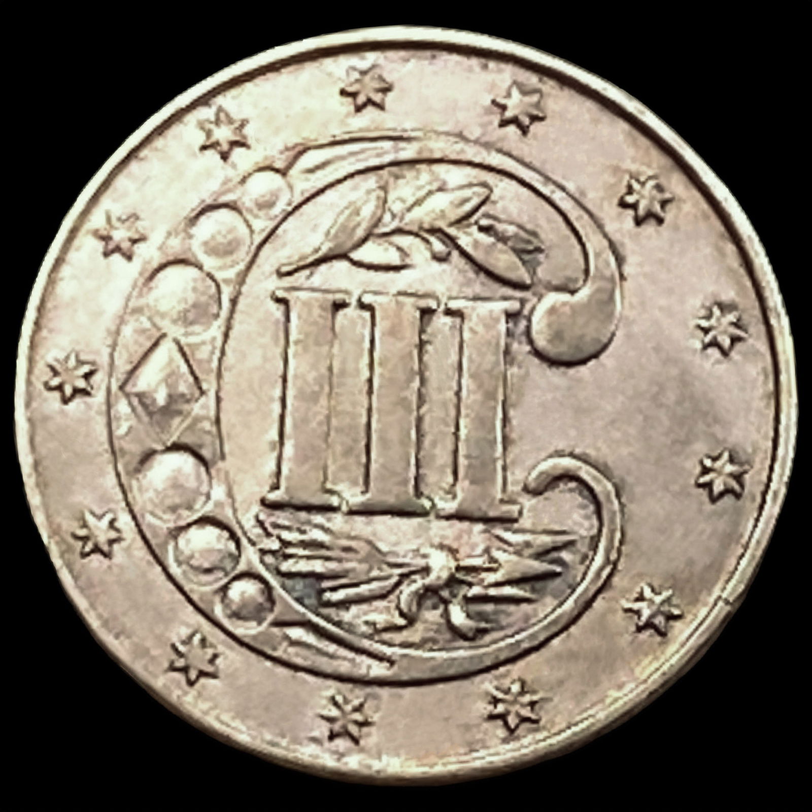 1868 Silver Three Cent CHOICE BU - 2