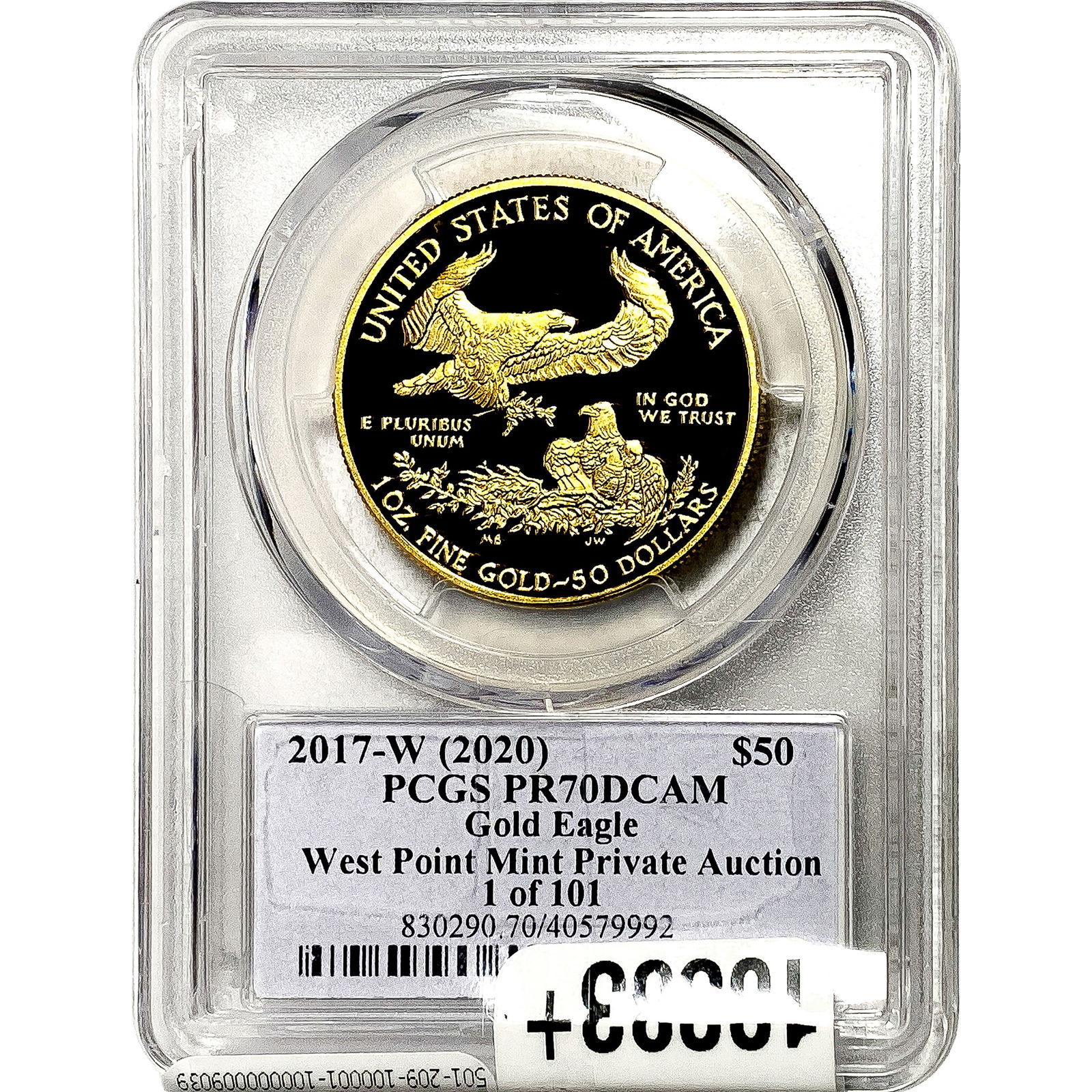 2017-W(2020) 1oz Gold $50 Eagle PCGS PR70 DCAM - 2
