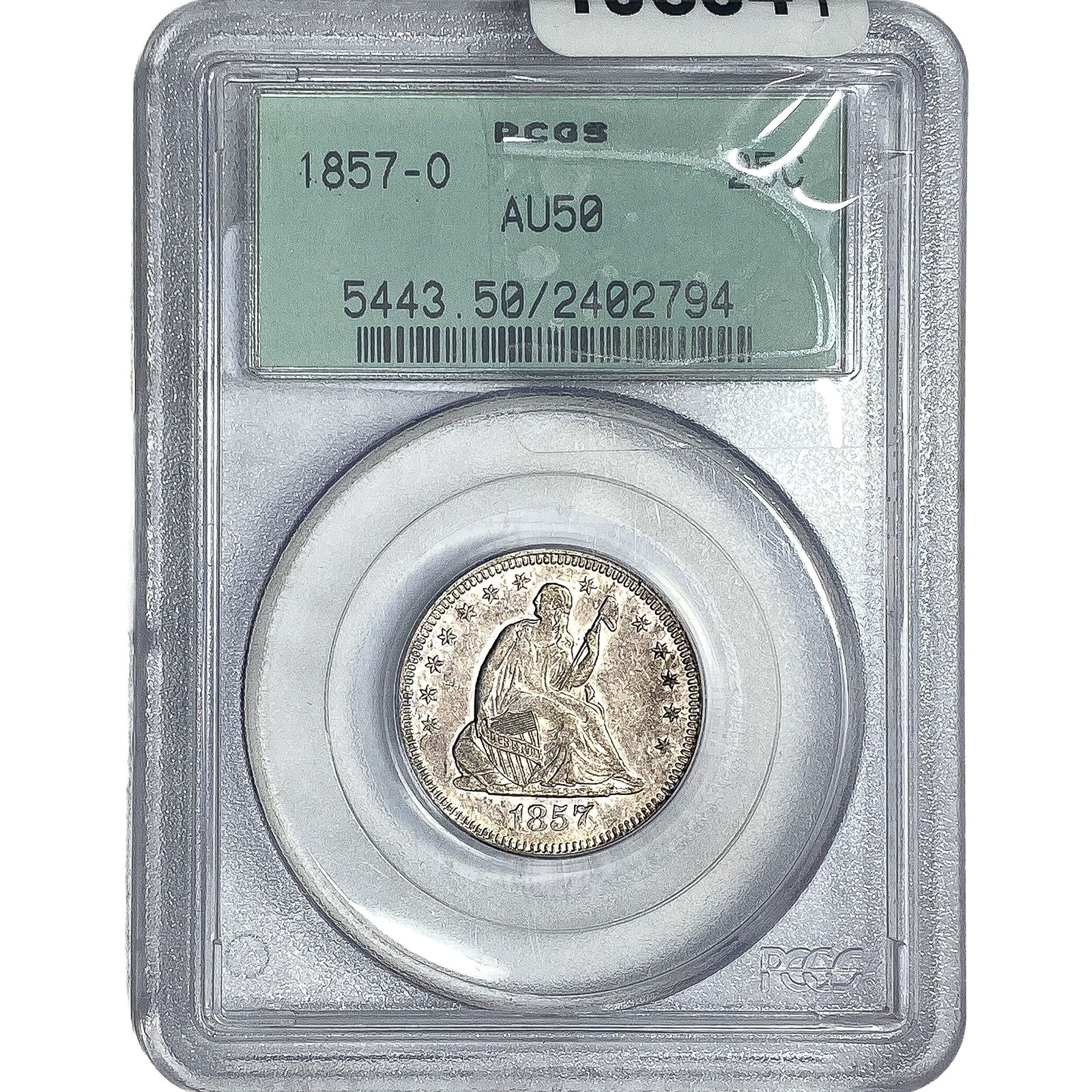 1857-O Seated Liberty Quarter PCGS AU50 (1 of 2)