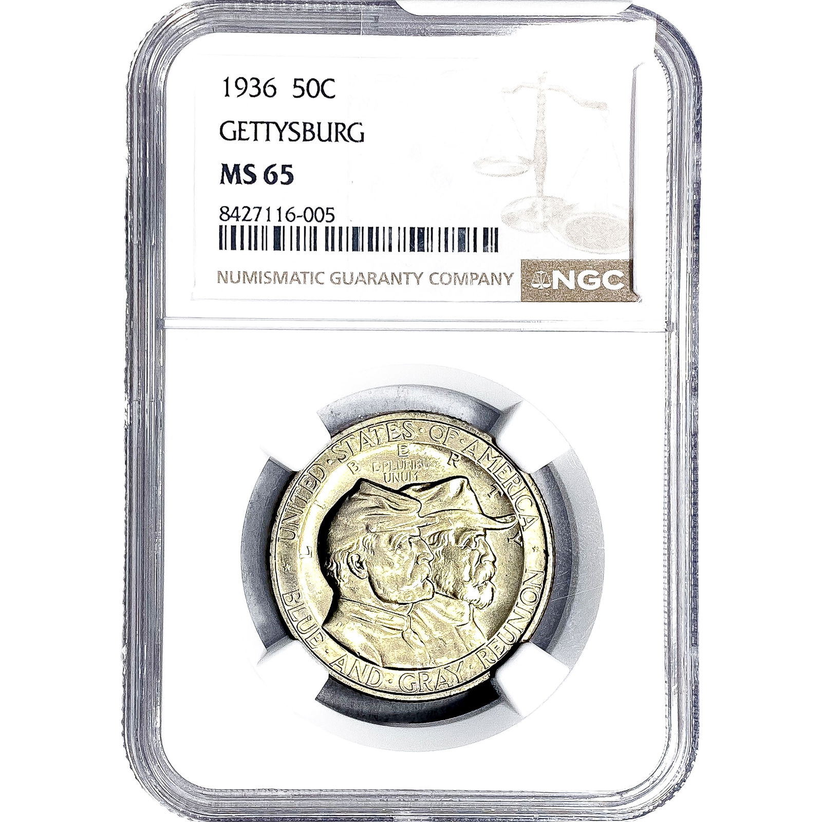 1936 Gettysburg Half Dollar NGC MS65: 1936 Gettysburg Half Dollar NGC MS65