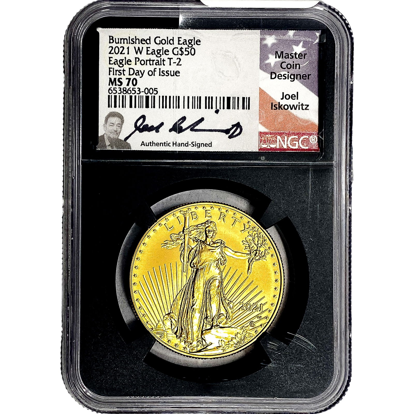 2021-W Burnished 1oz Gold Eagle $50 NGC MS70 (1 of 2)