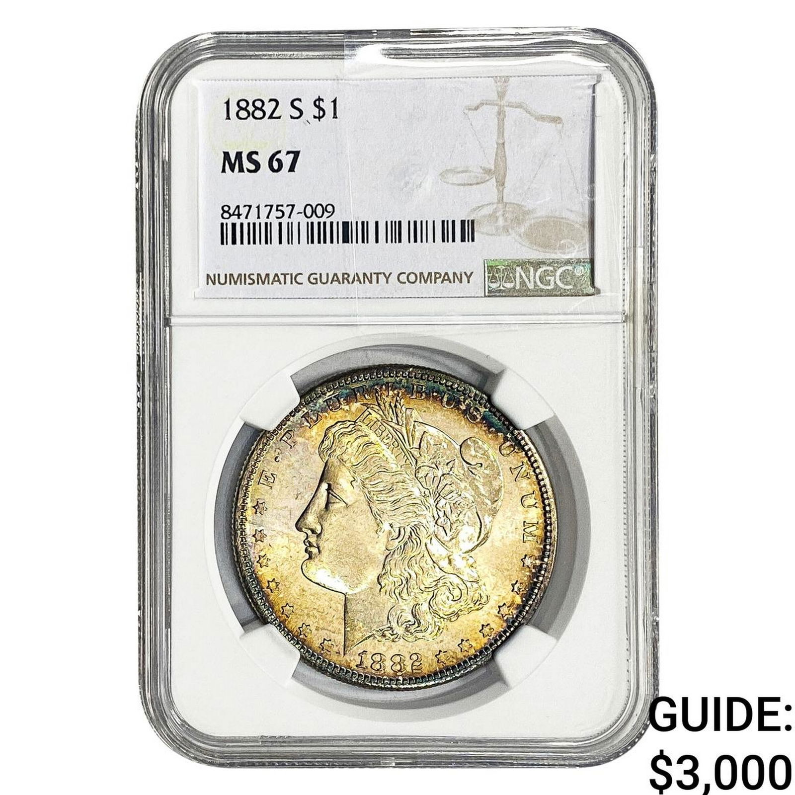 1882-S Morgan Silver Dollar NGC MS67: 1882-S Morgan Silver Dollar NGC MS67