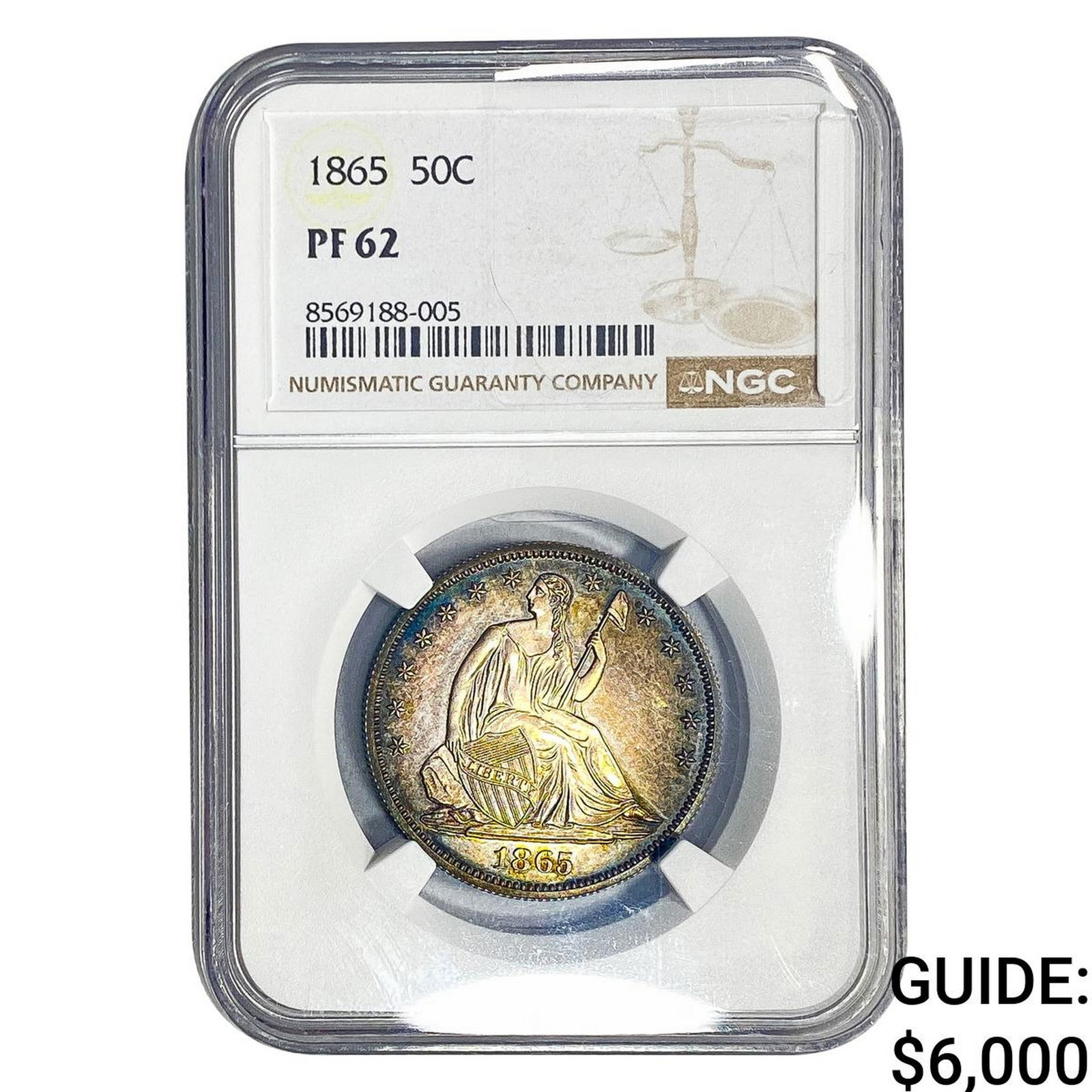 1865 Seated Liberty Half Dollar NGC PF62 (1 of 2)
