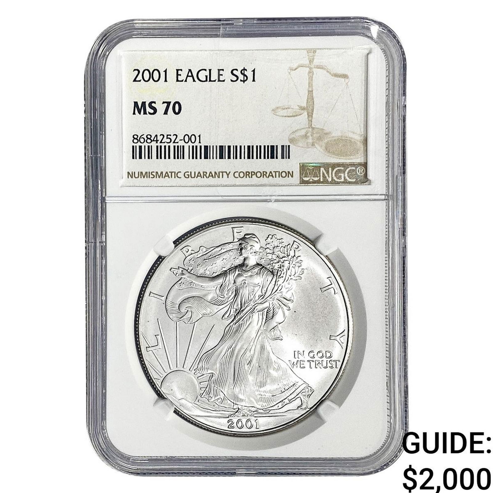 2001 Silver Eagle NGC MS70 (1 of 2)